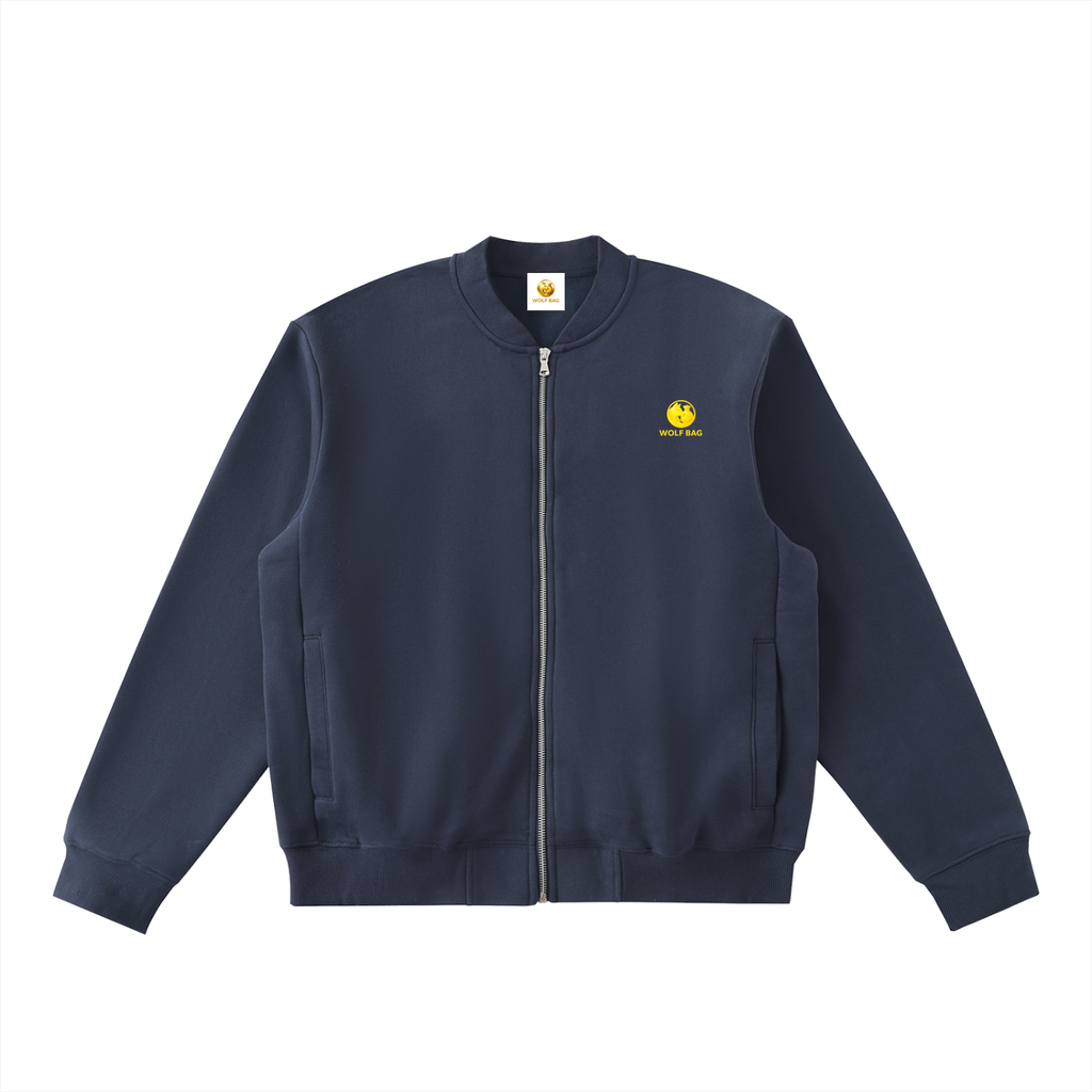 Essential Zip-Up Fleeced Varsity Jacket