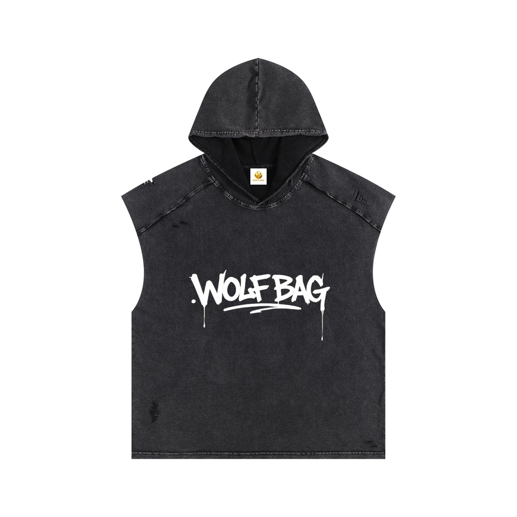 Snow Washed Boxy Hooded Tank Top
