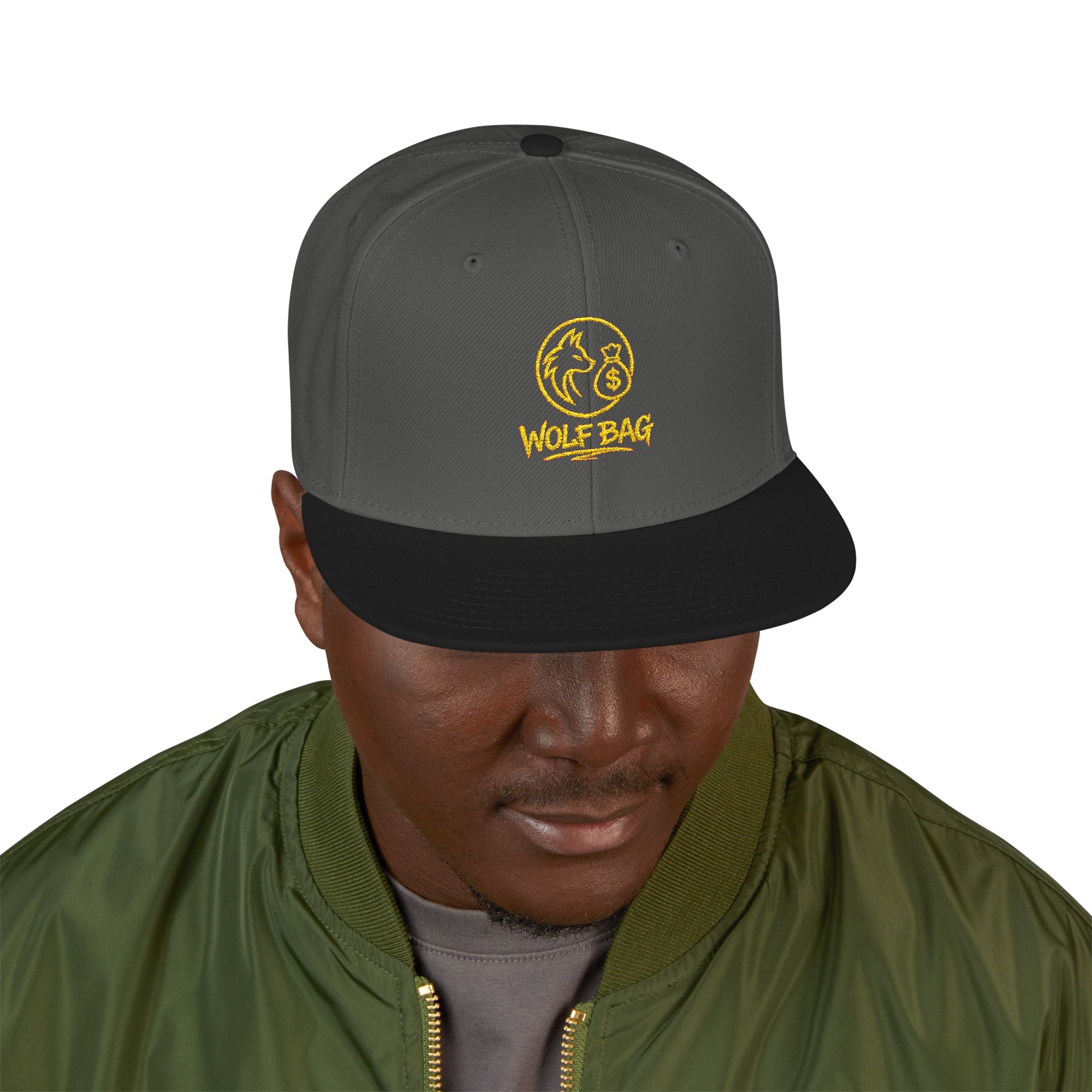 Embroidered Ram Crest Snapback Hat — Adjustable Two-Tone Streetwear Cap