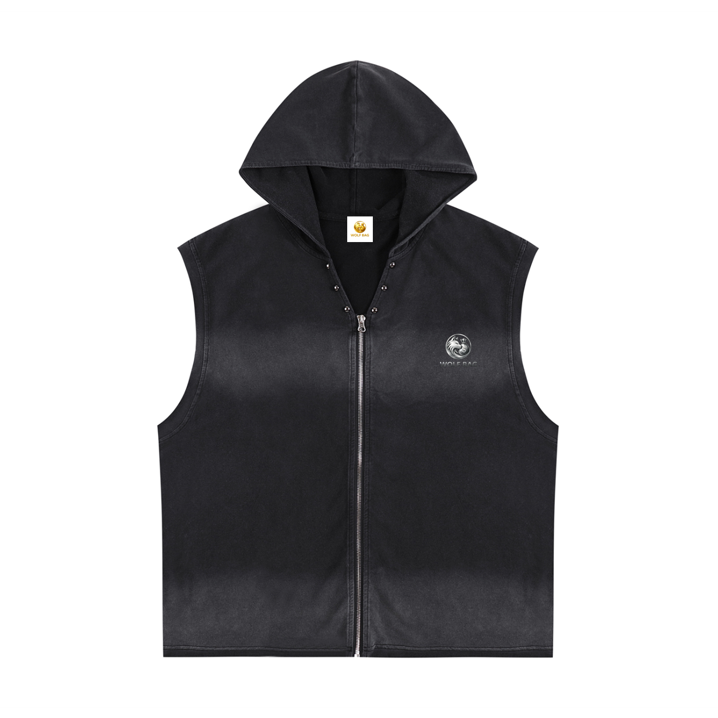 Vintage Washed Zip-Up Hooded Tank Top