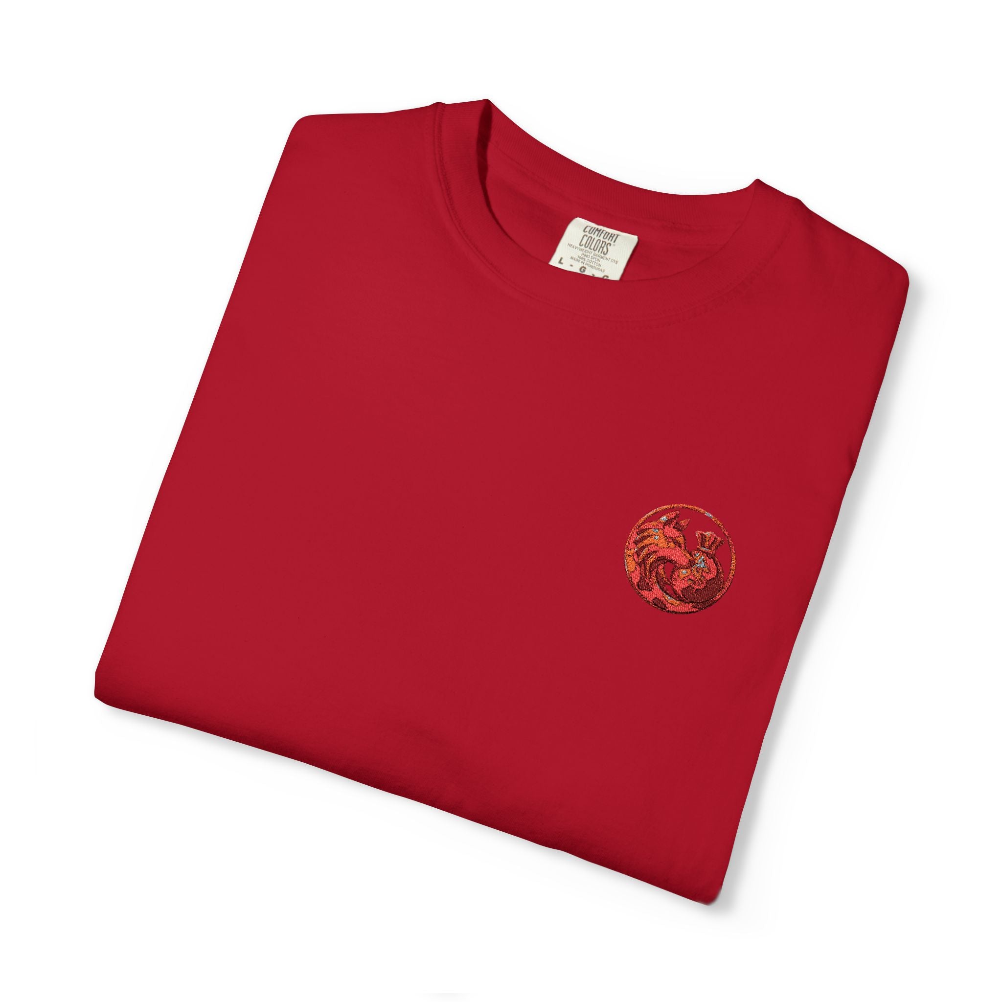 T-Shirt — Small Red Chest Print, Romantic Casual Tee