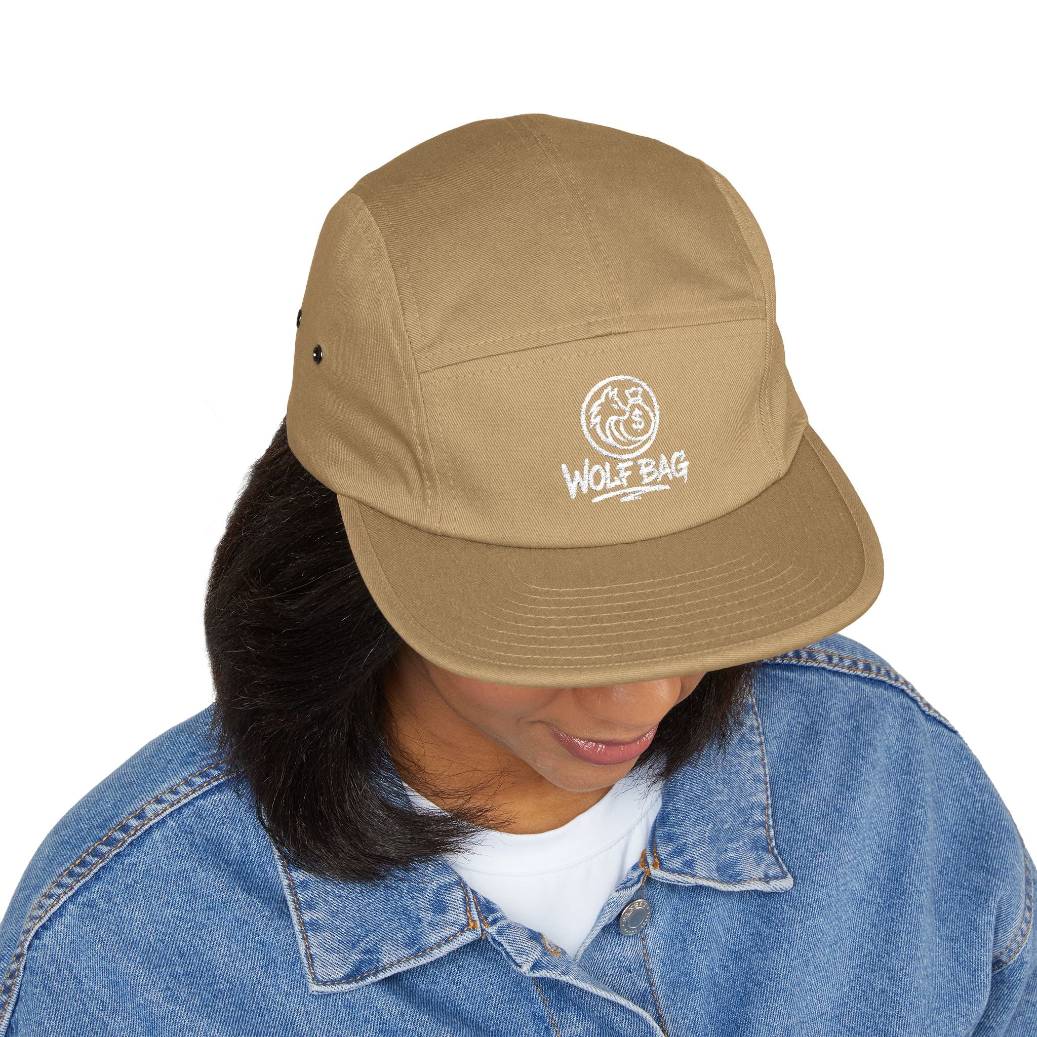 Embroidered 'Wolf Bag' 5-Panel Cap — Casual Outdoor Skate Hat