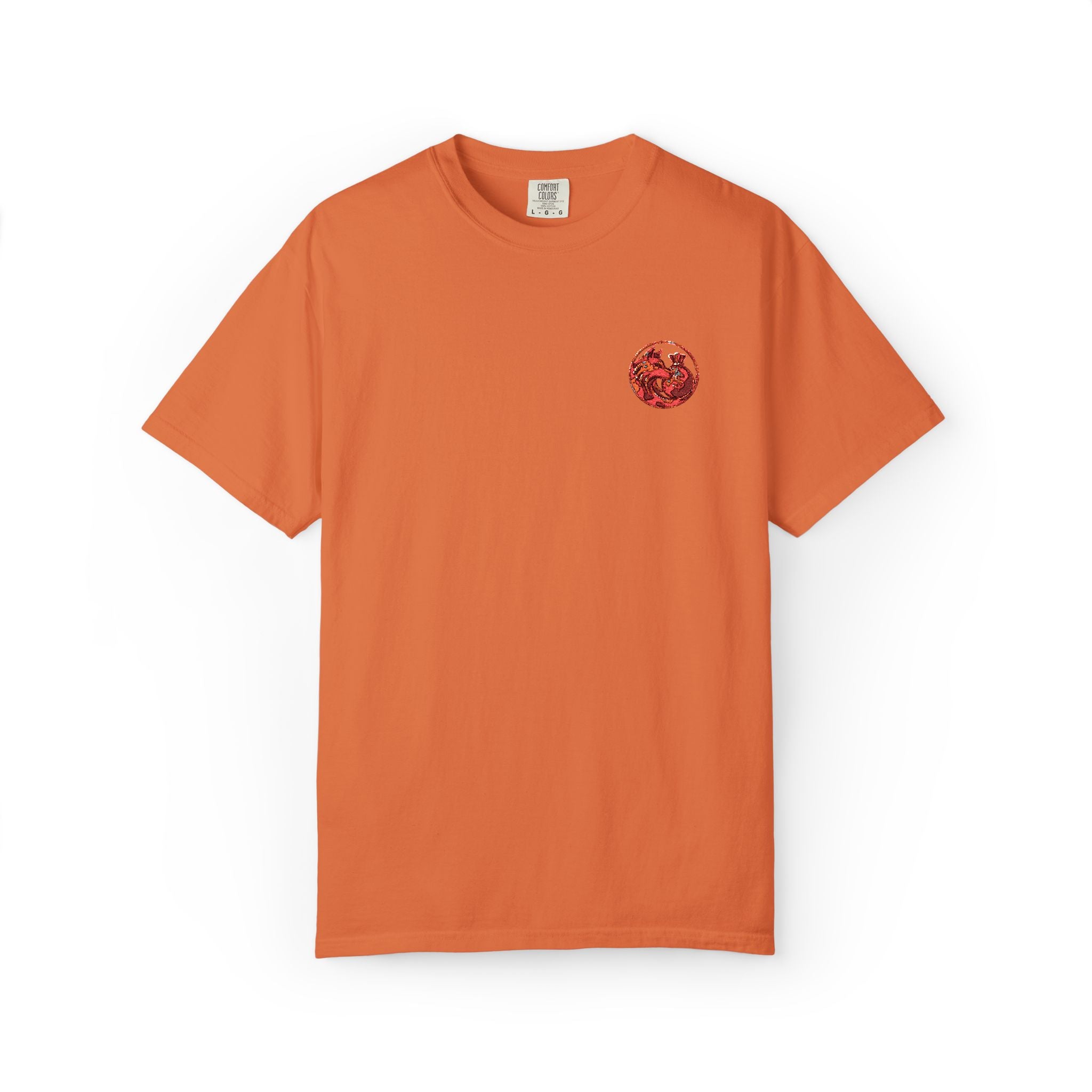 T-Shirt — Small Red Chest Print, Romantic Casual Tee