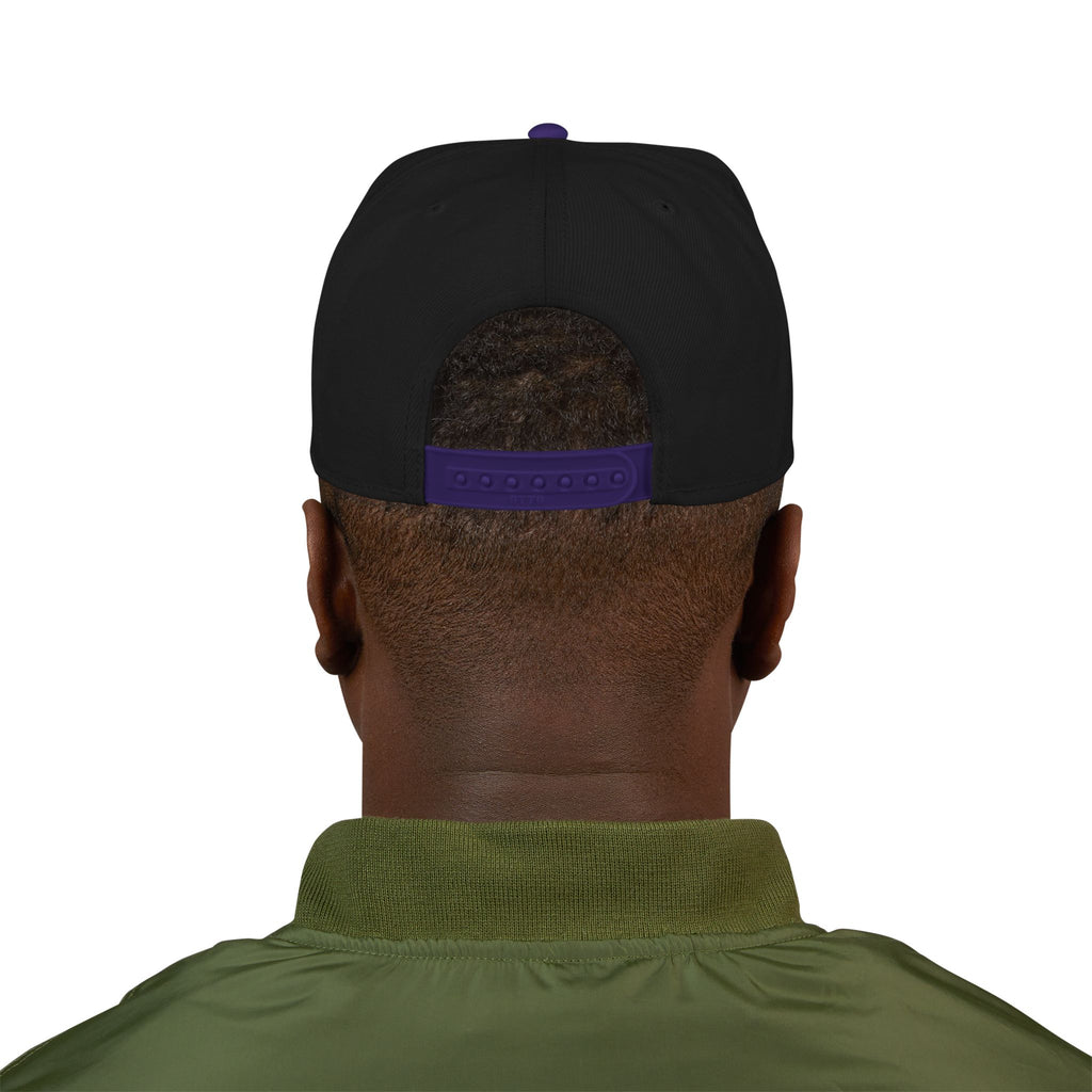 Embroidered Ram Crest Snapback Hat — Adjustable Two-Tone Streetwear Cap
