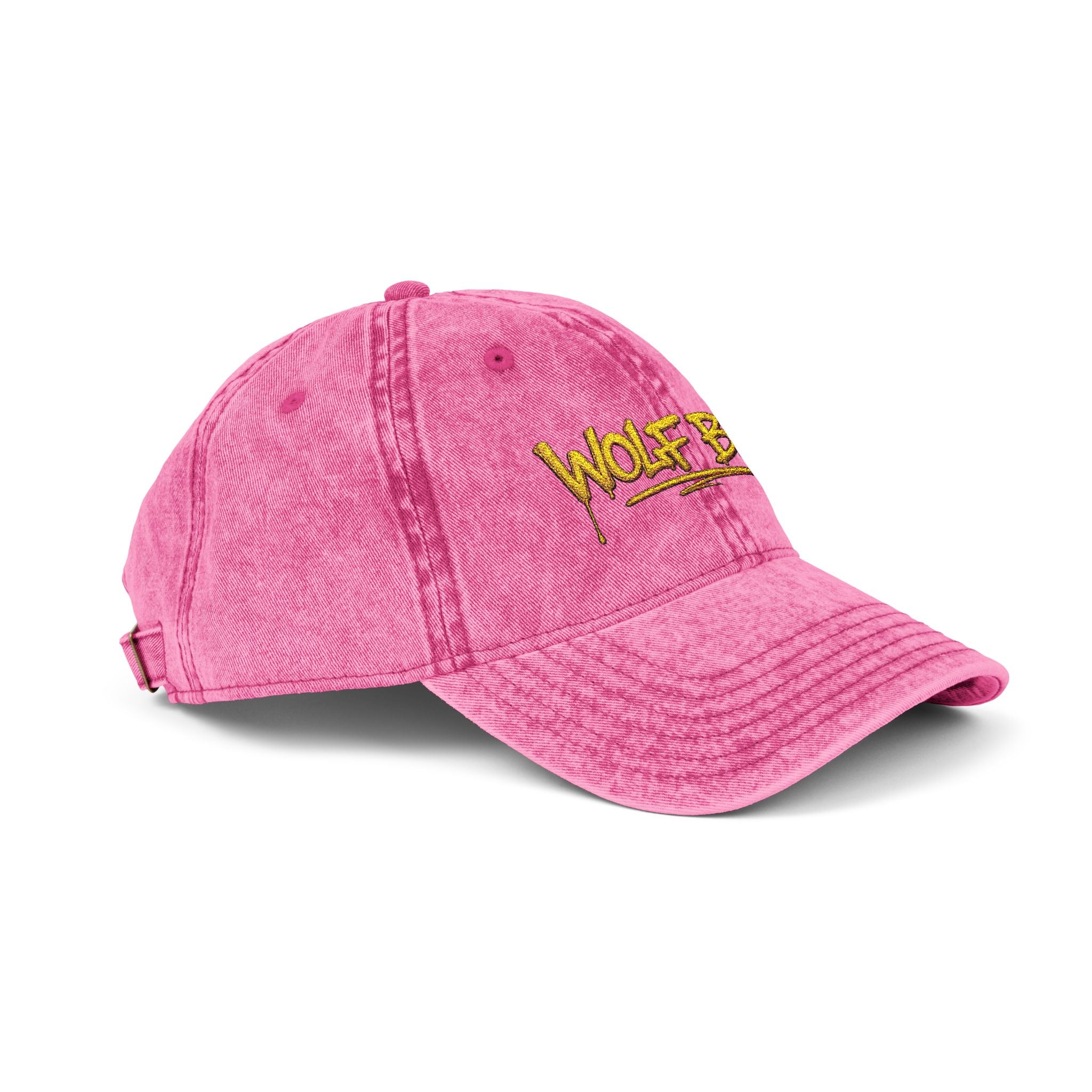 Wolf Bag Embroidered Vintage Cap - Distressed Retro Baseball Hat