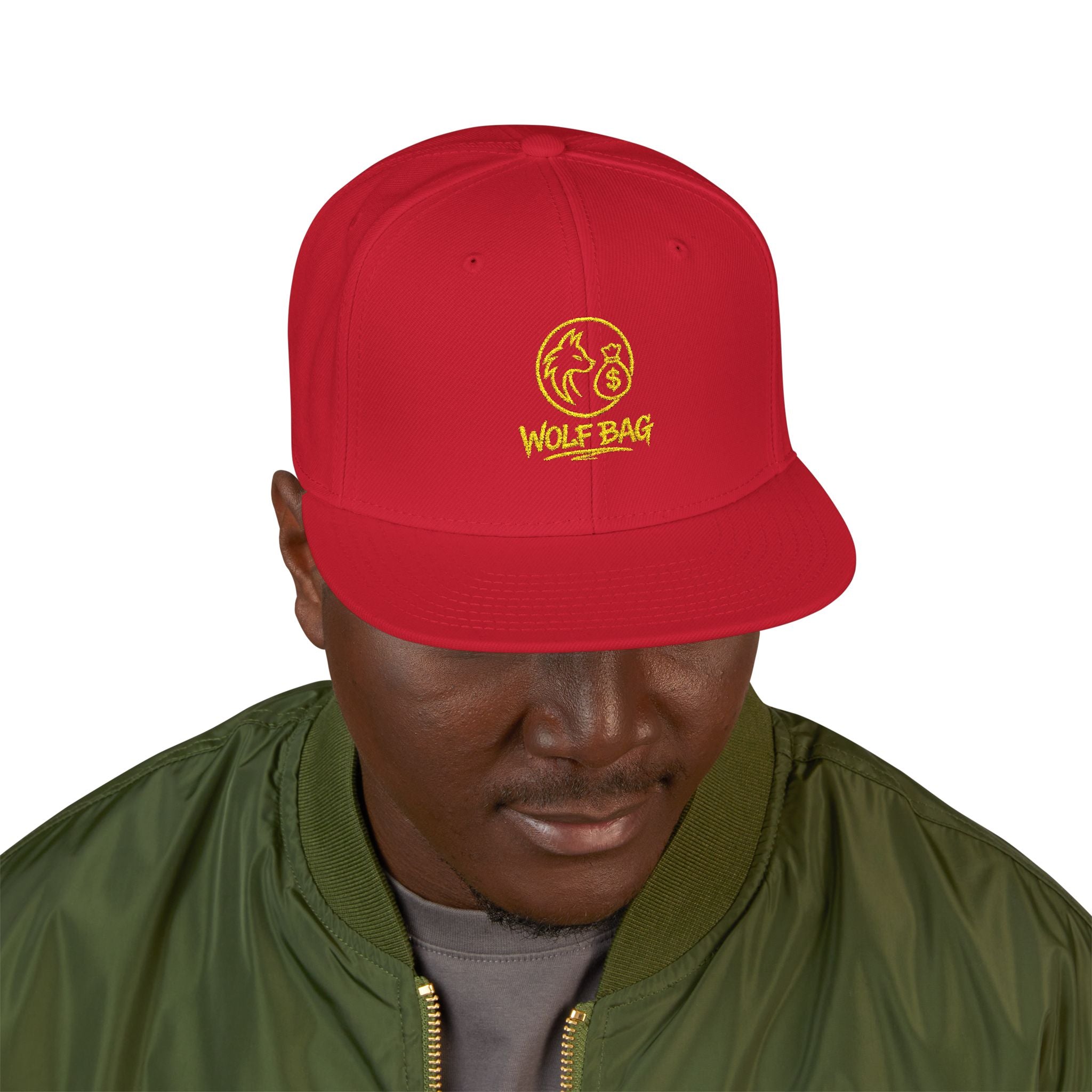 Embroidered Ram Crest Snapback Hat — Adjustable Two-Tone Streetwear Cap