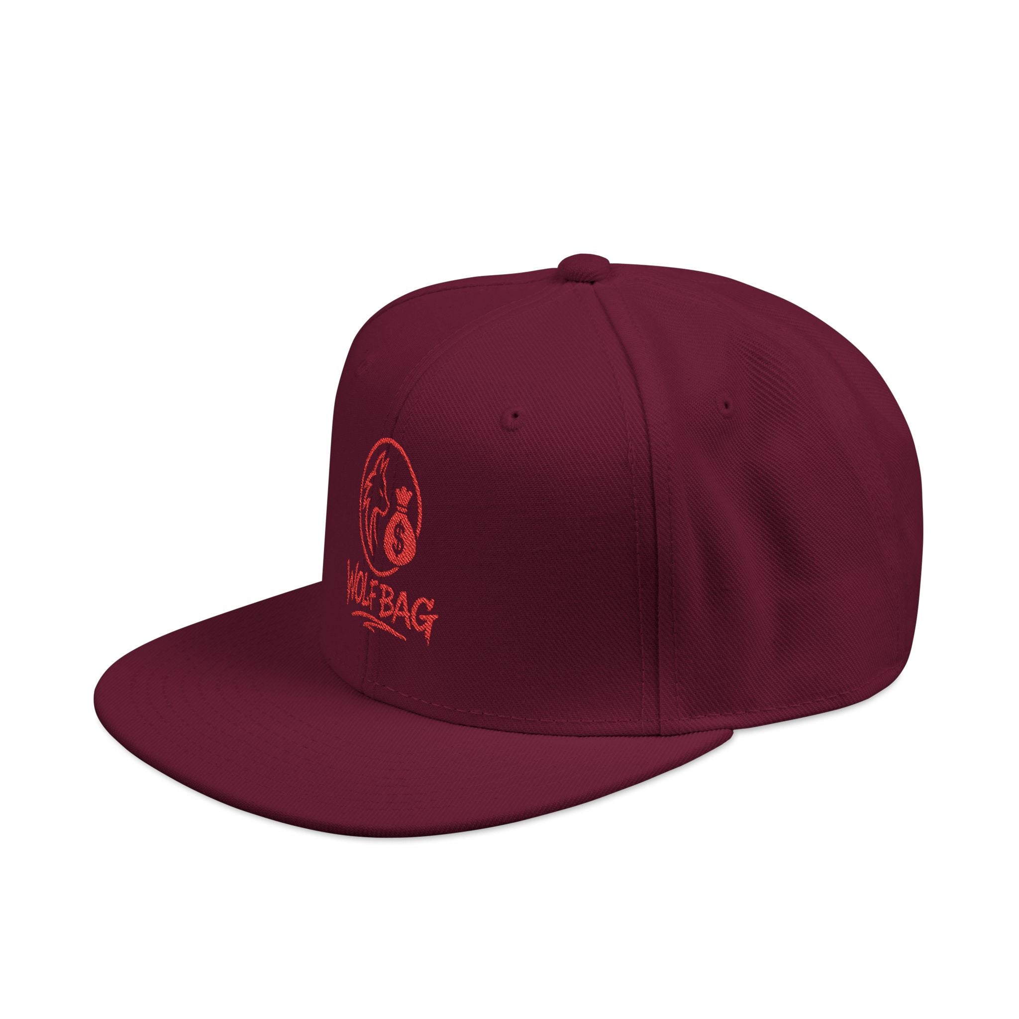 Embroidered Red Skull Snapback Hat
