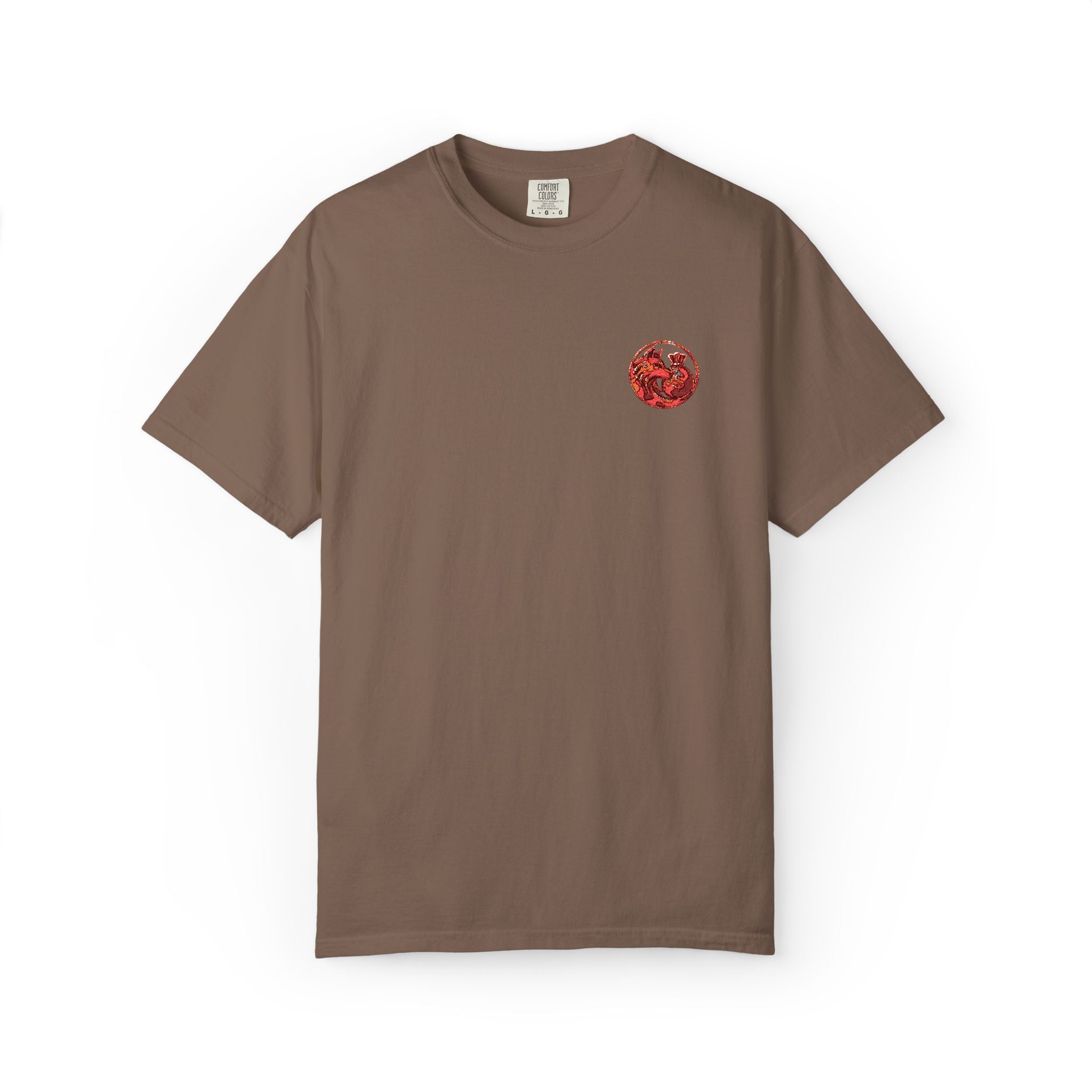 T-Shirt — Small Red Chest Print, Romantic Casual Tee