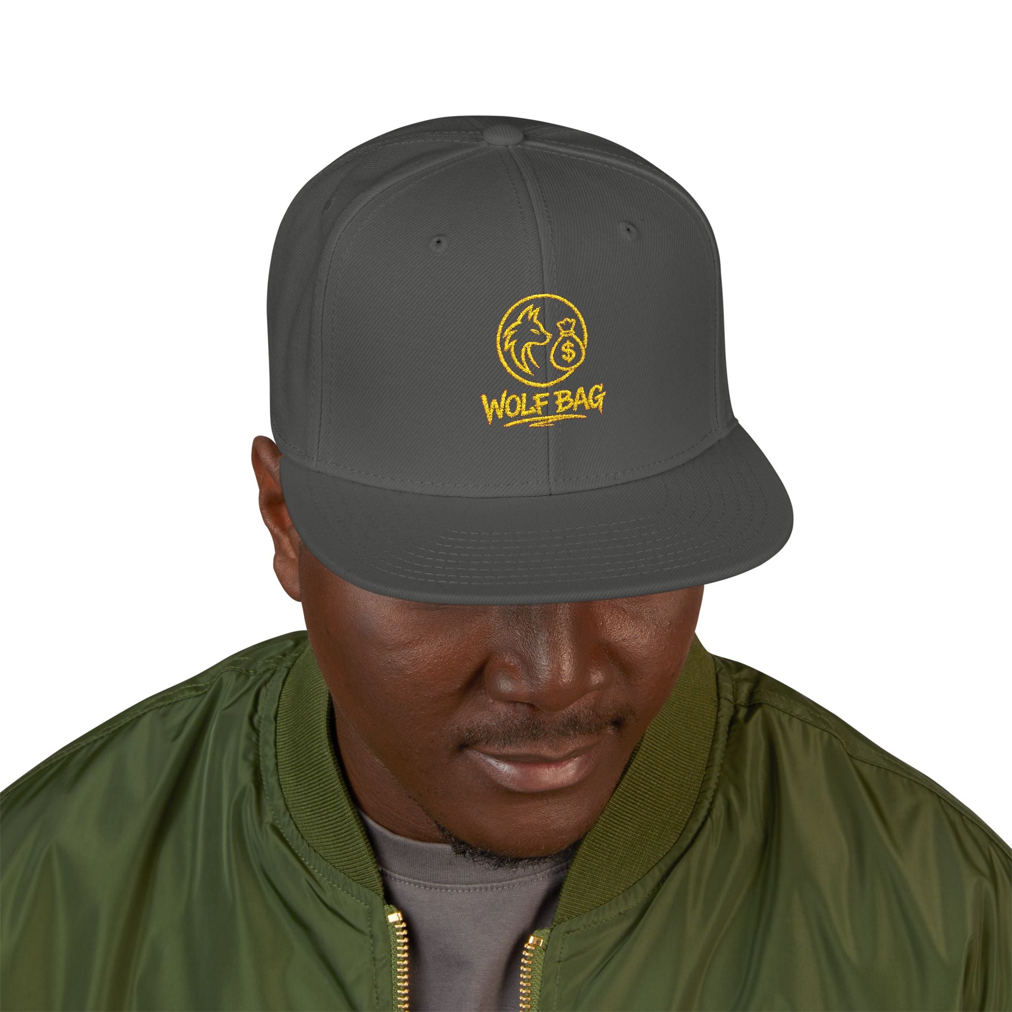 Embroidered Ram Crest Snapback Hat — Adjustable Two-Tone Streetwear Cap