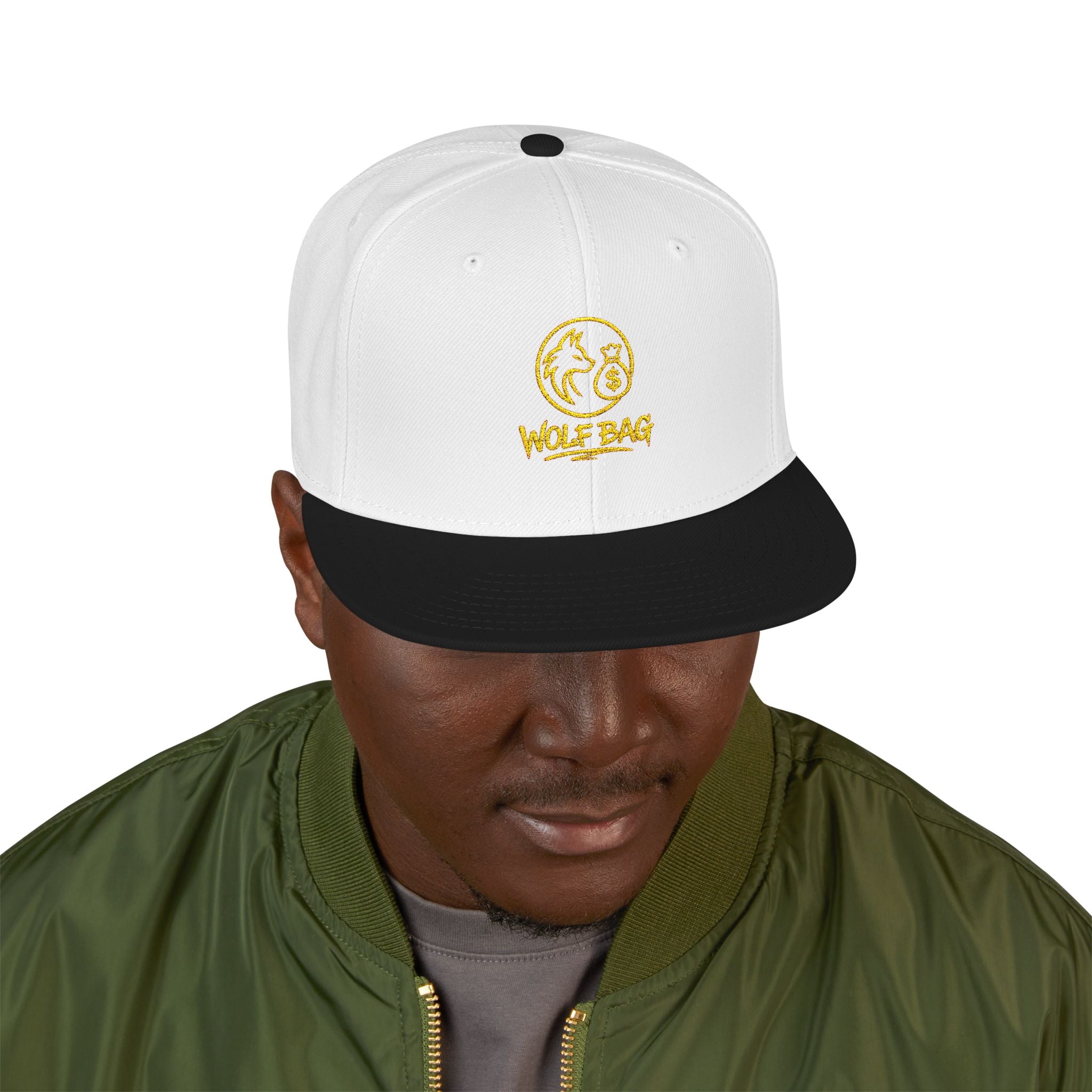 Embroidered Ram Crest Snapback Hat — Adjustable Two-Tone Streetwear Cap
