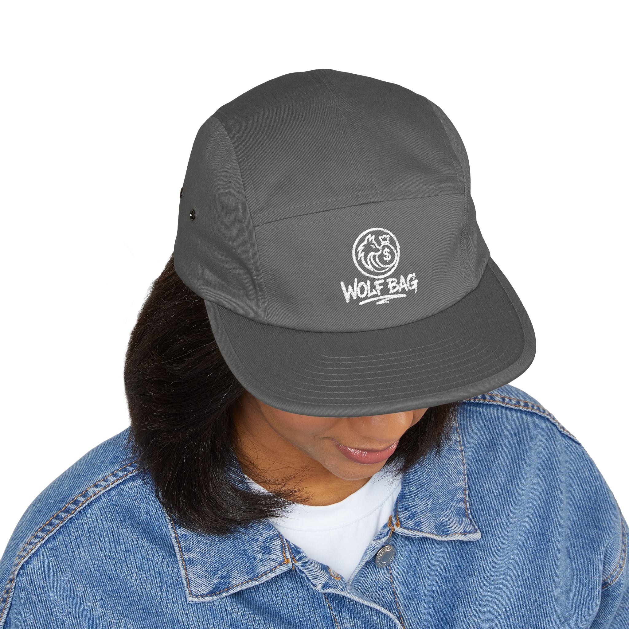 Embroidered 'Wolf Bag' 5-Panel Cap — Casual Outdoor Skate Hat