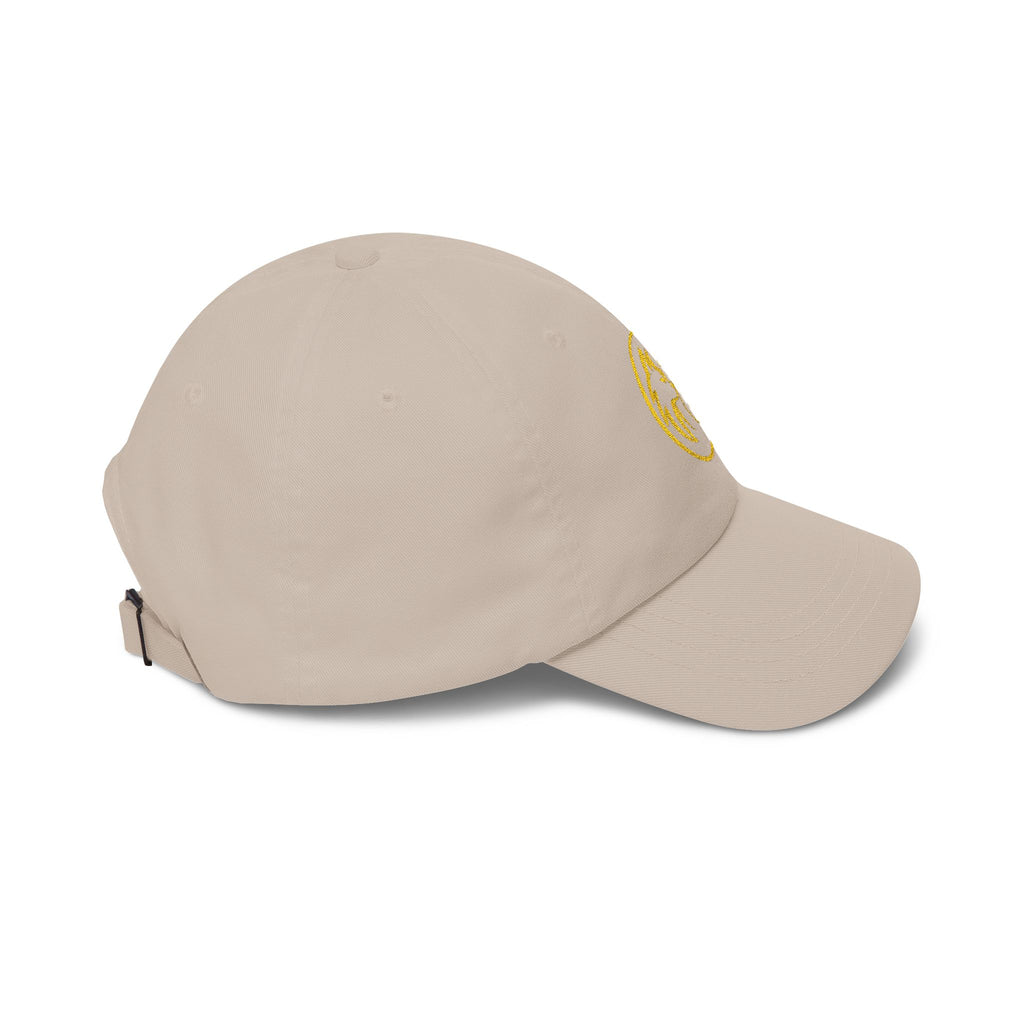 Dad Cap — Gold Wolf & Coin Embroidered Baseball Hat