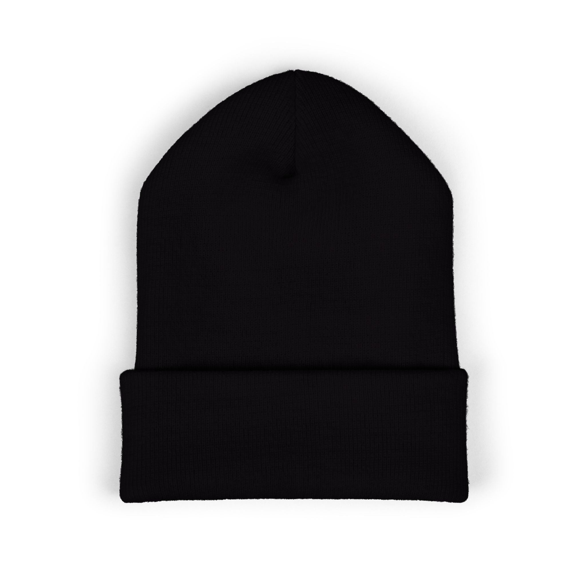 Gold Embroidered Smile Logo Beanie — Classic Cuffed Knit Hat