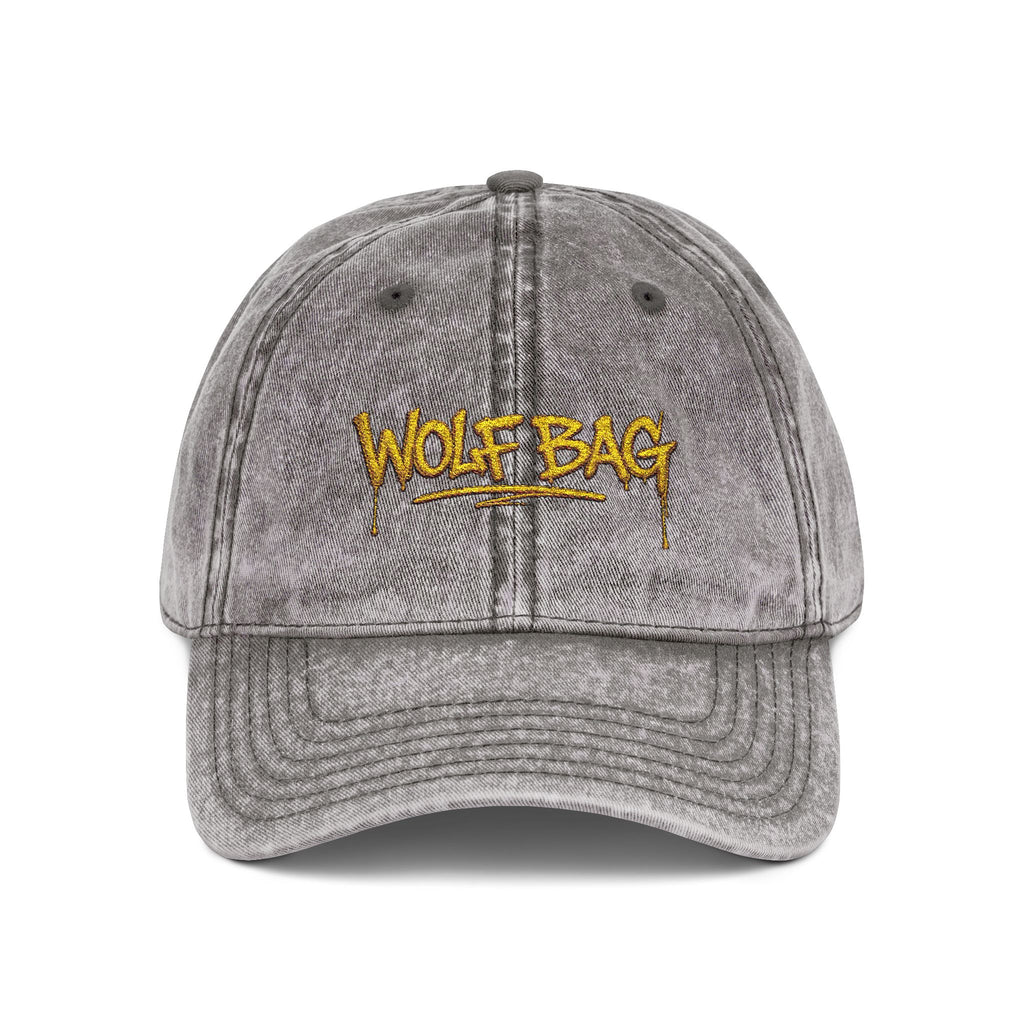 Wolf Bag Embroidered Vintage Cap - Distressed Retro Baseball Hat