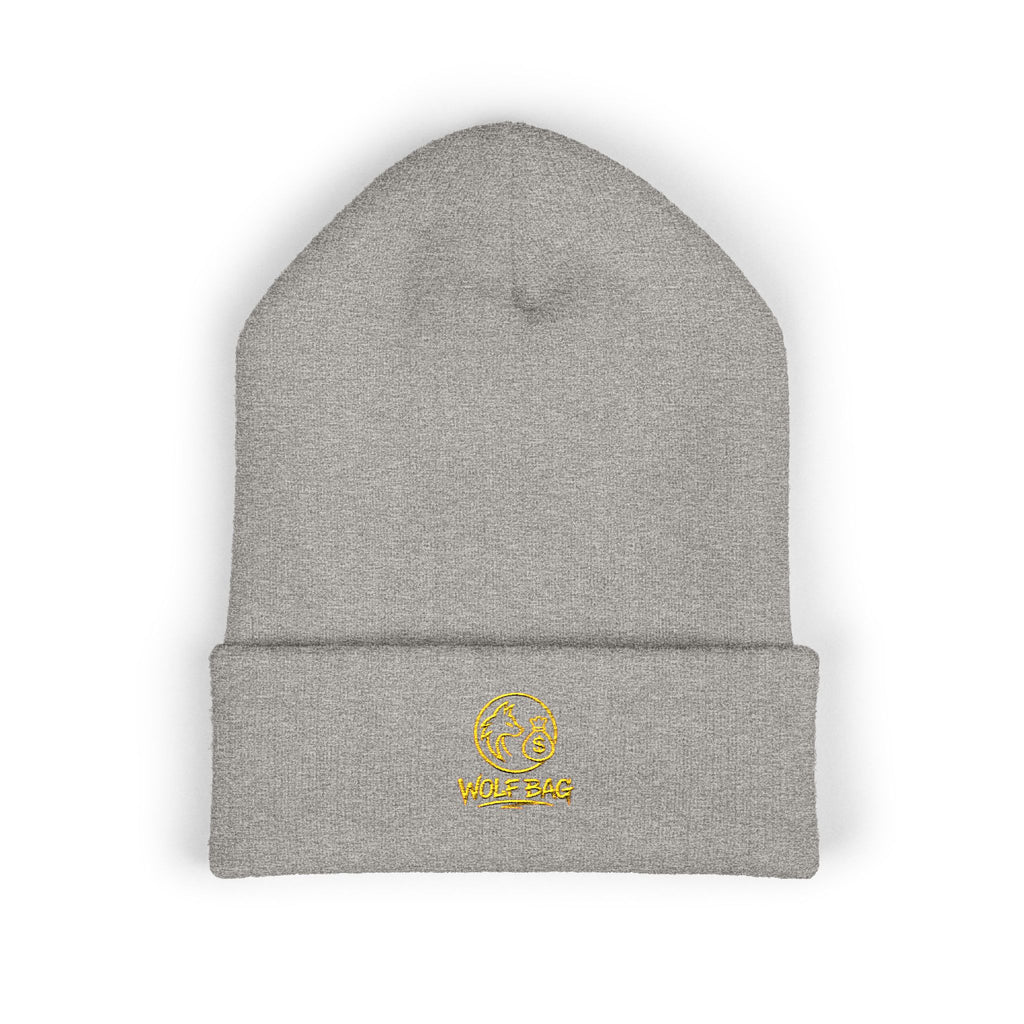 Gold Embroidered Smile Logo Beanie — Classic Cuffed Knit Hat