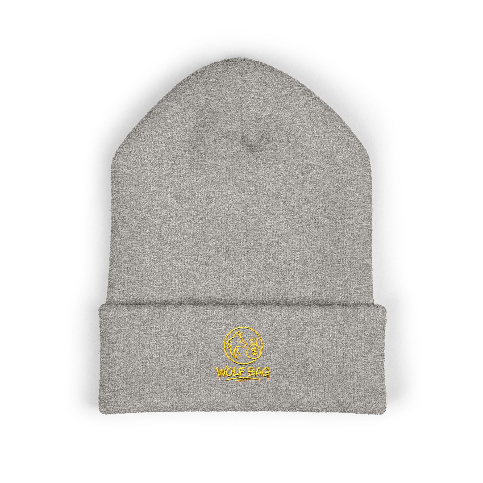 Gold Embroidered Smile Logo Beanie — Classic Cuffed Knit Hat