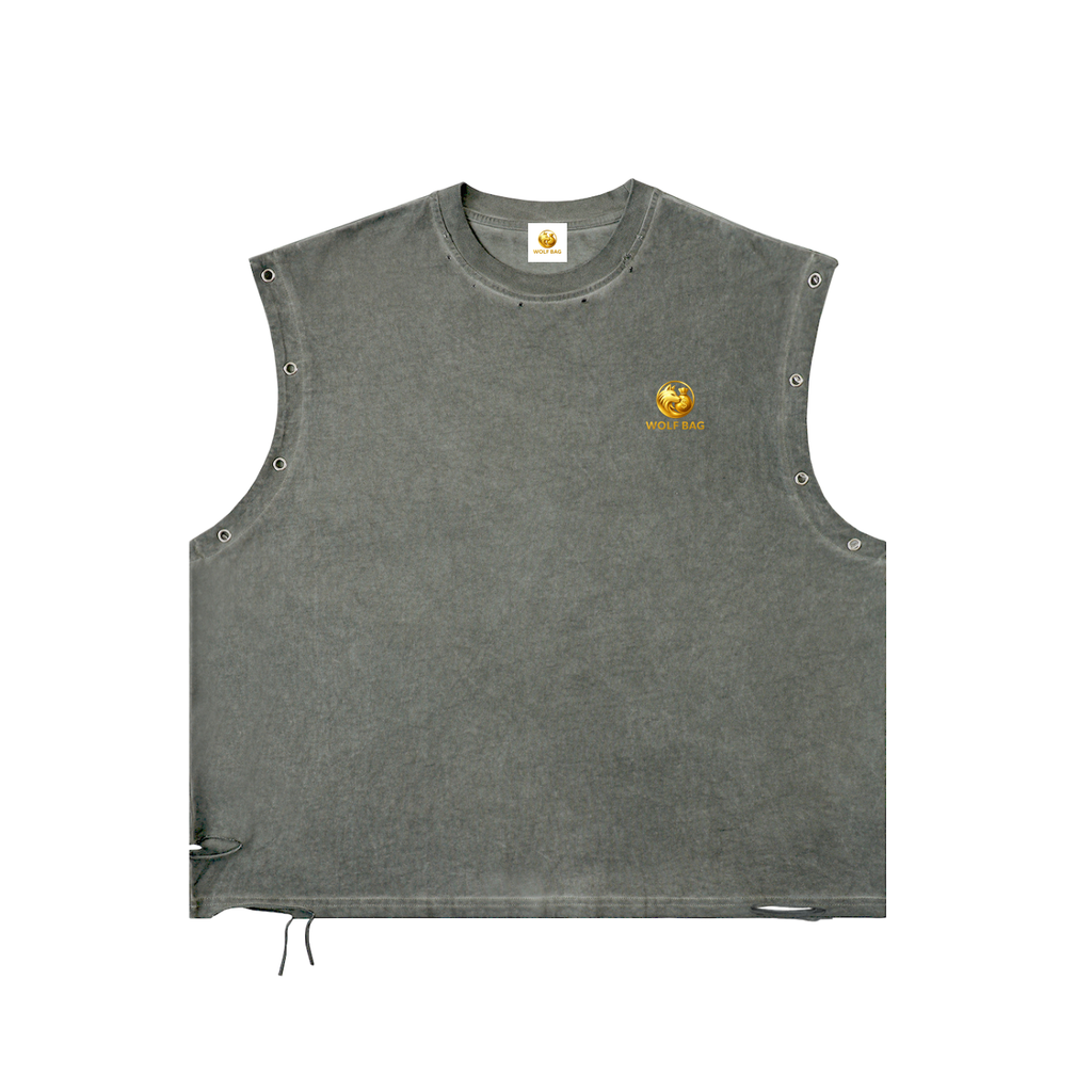 Distressed Grommet Eyelet Tank Top