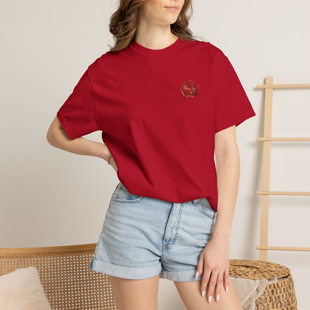 T-Shirt — Small Red Chest Print, Romantic Casual Tee