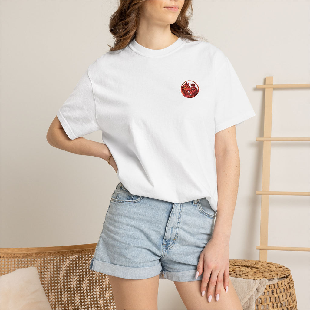 T-Shirt — Small Red Chest Print, Romantic Casual Tee
