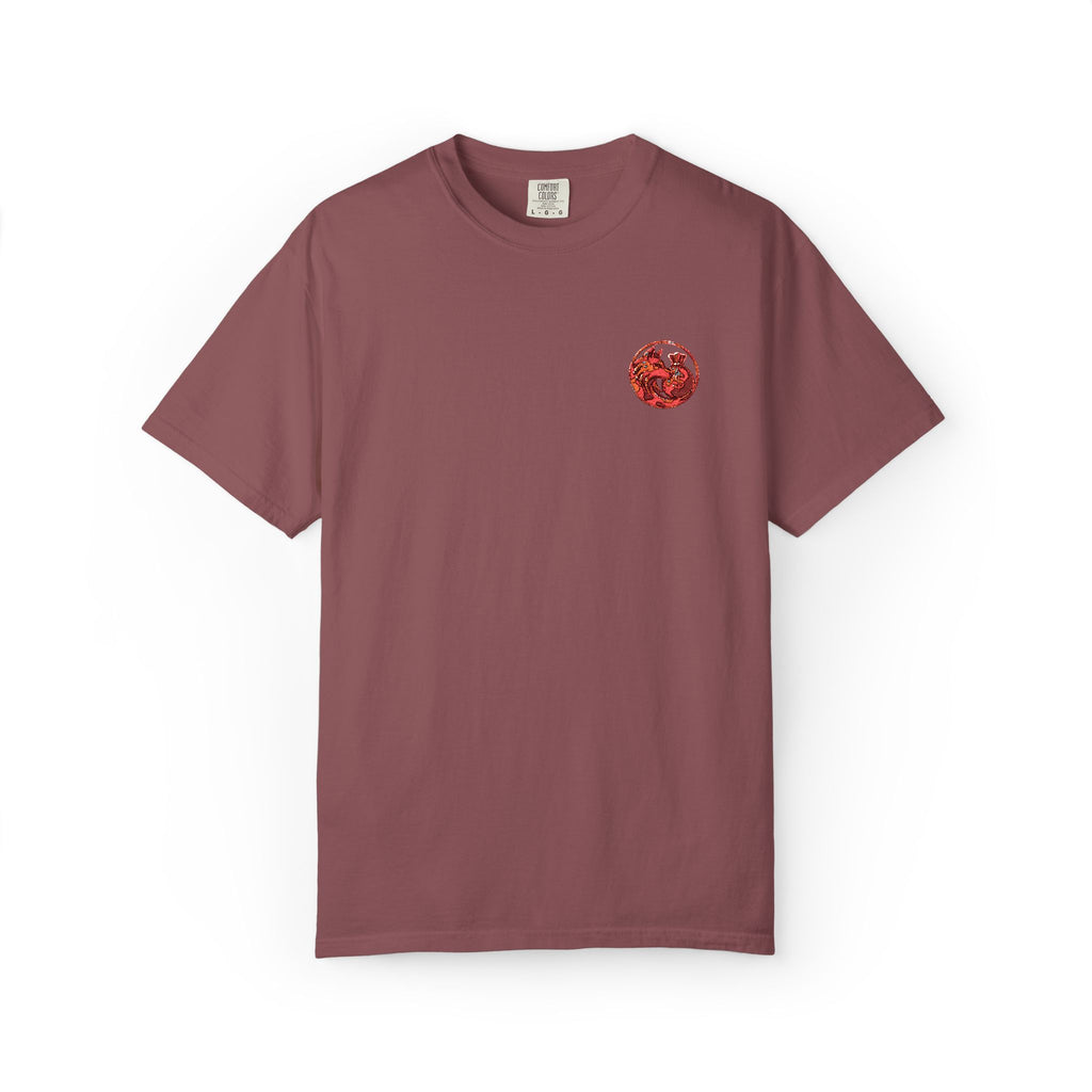 T-Shirt — Small Red Chest Print, Romantic Casual Tee