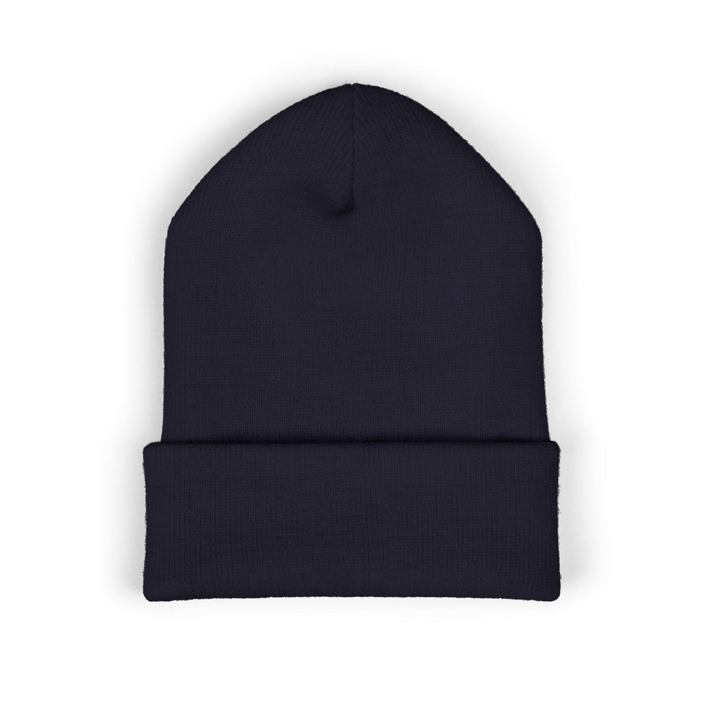 Gold Embroidered Smile Logo Beanie — Classic Cuffed Knit Hat