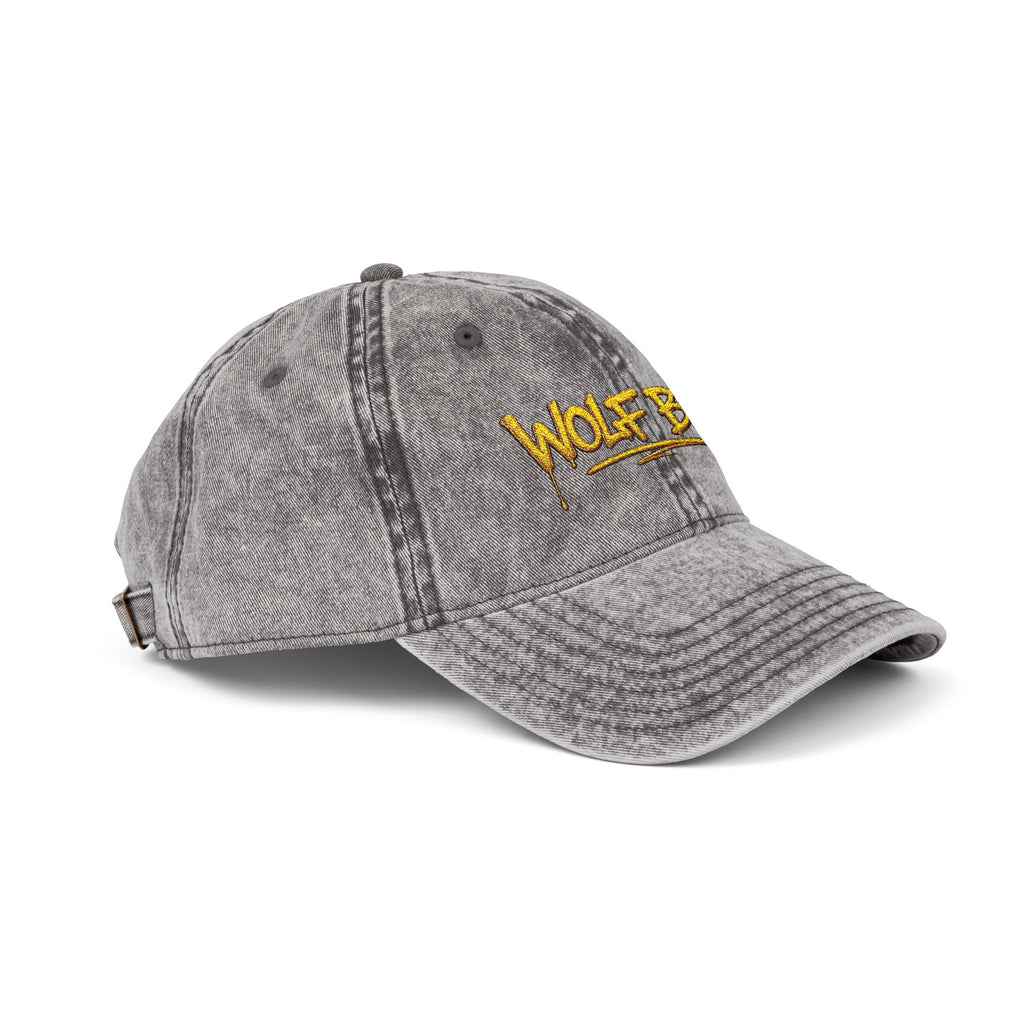 Wolf Bag Embroidered Vintage Cap - Distressed Retro Baseball Hat