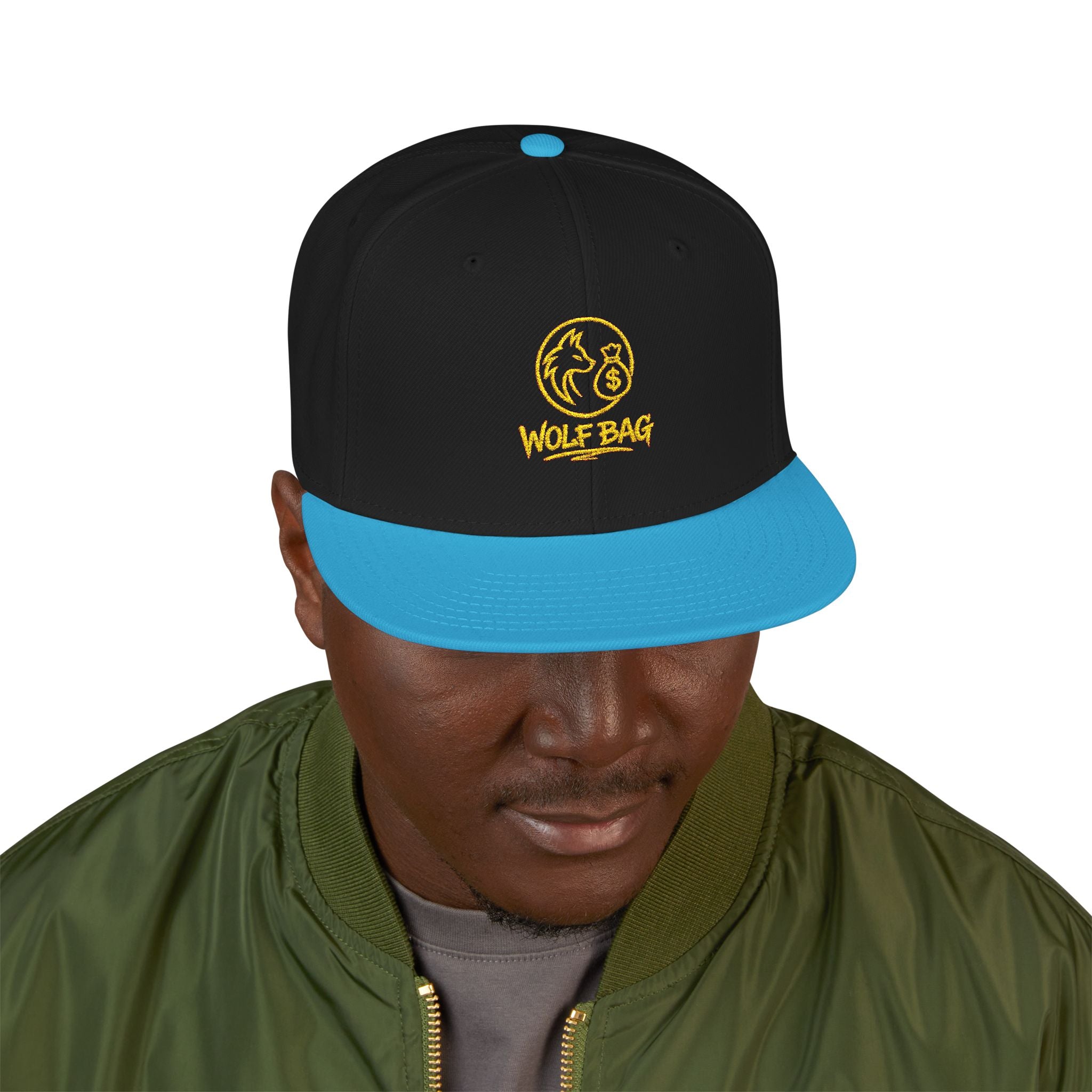Embroidered Ram Crest Snapback Hat — Adjustable Two-Tone Streetwear Cap