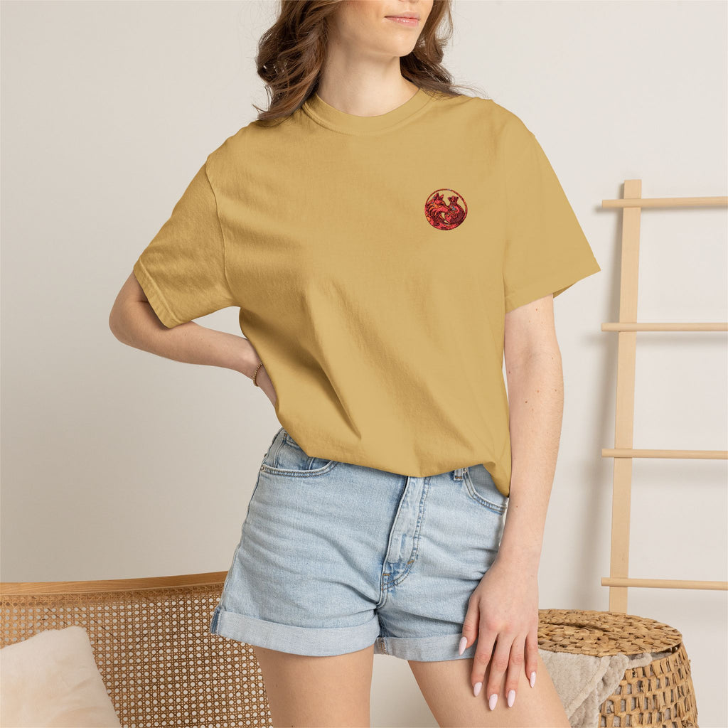 T-Shirt — Small Red Chest Print, Romantic Casual Tee