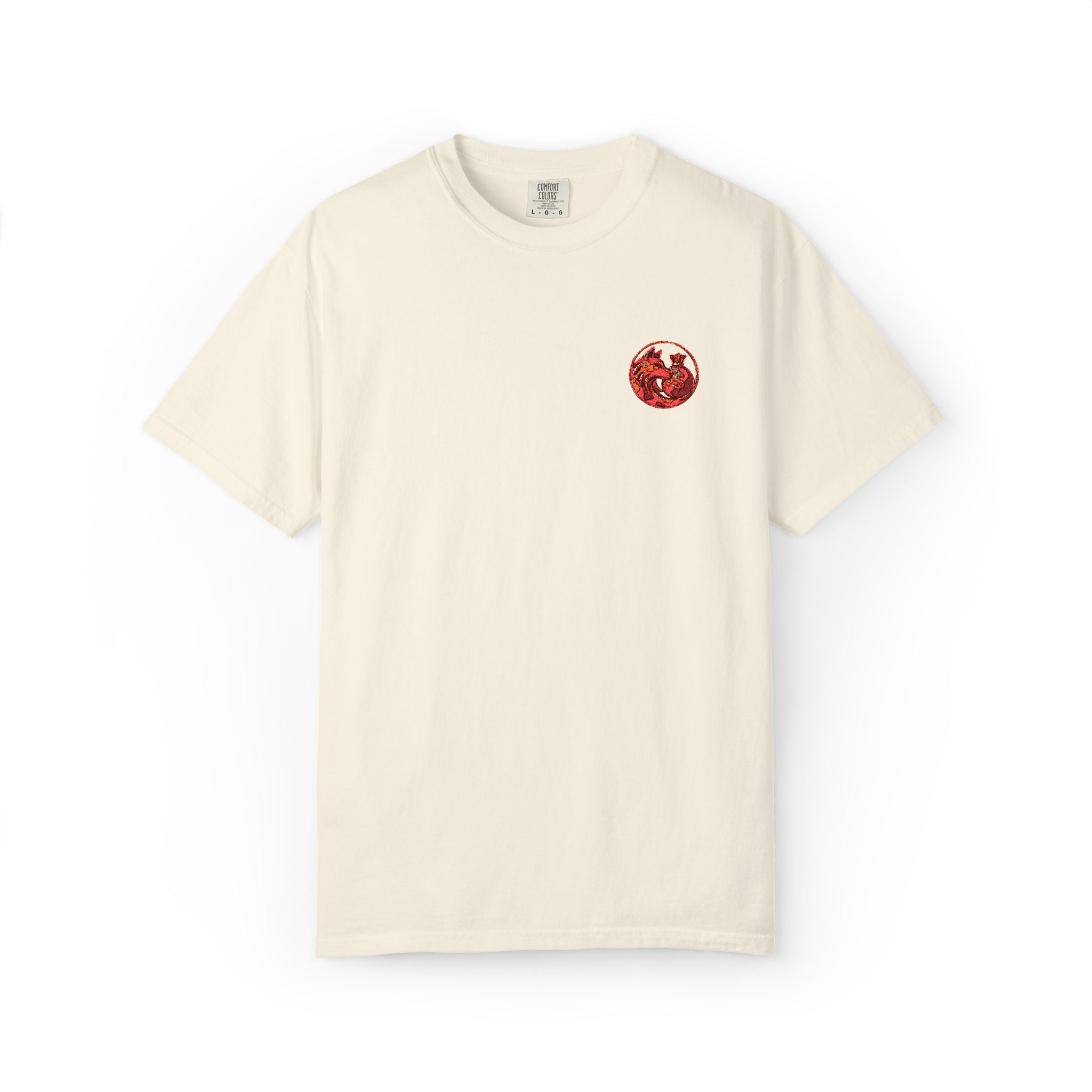 T-Shirt — Small Red Chest Print, Romantic Casual Tee