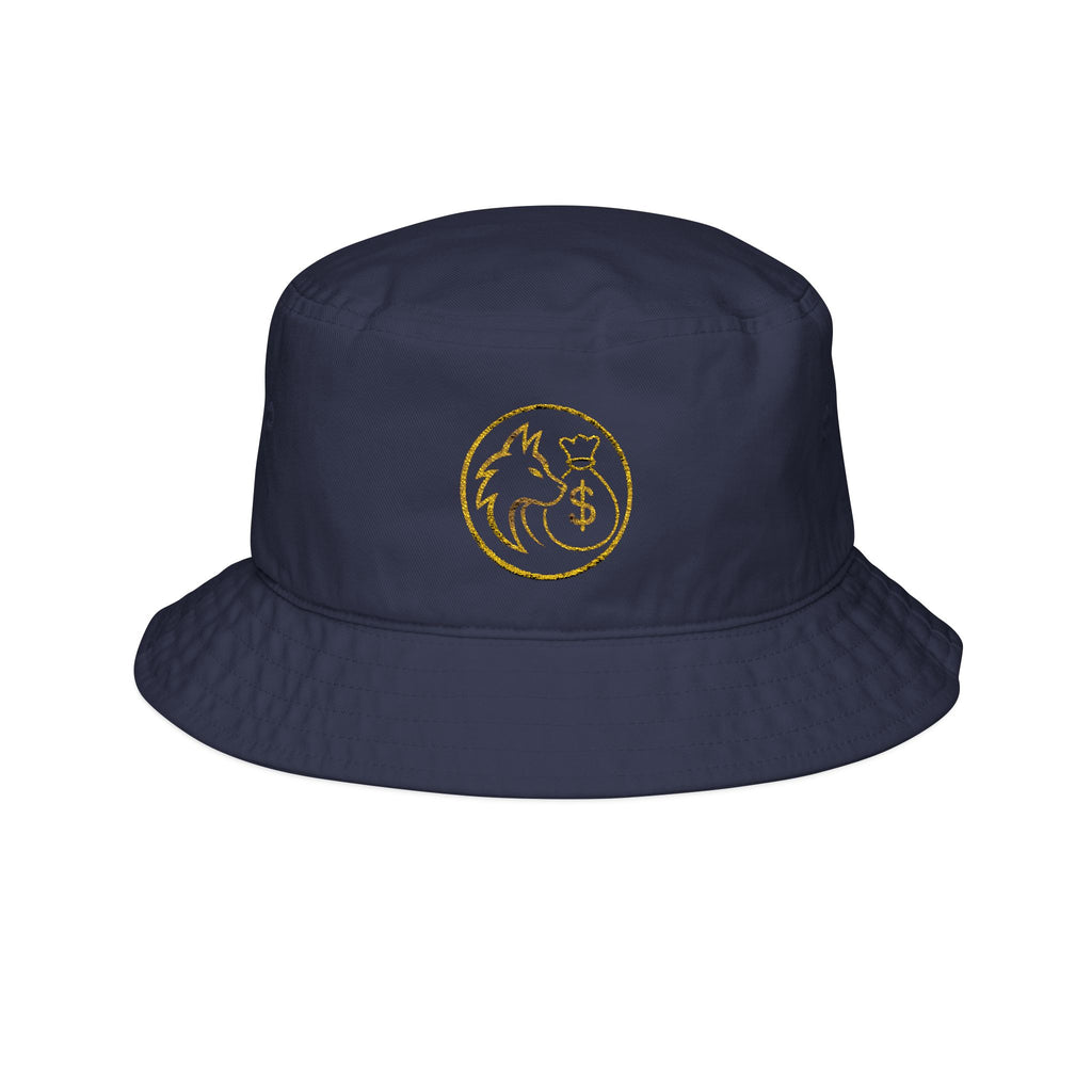 Embroidered Golden Fox & Moon Bucket Hat - Stylish Animal Patch Sun Hat