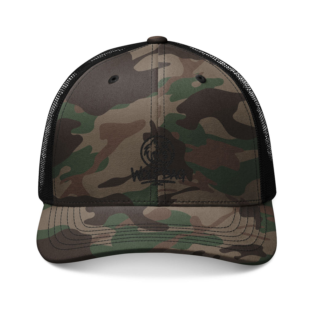 Camo Embroidered Trucker Hat — Classic Military-Style Mesh Cap