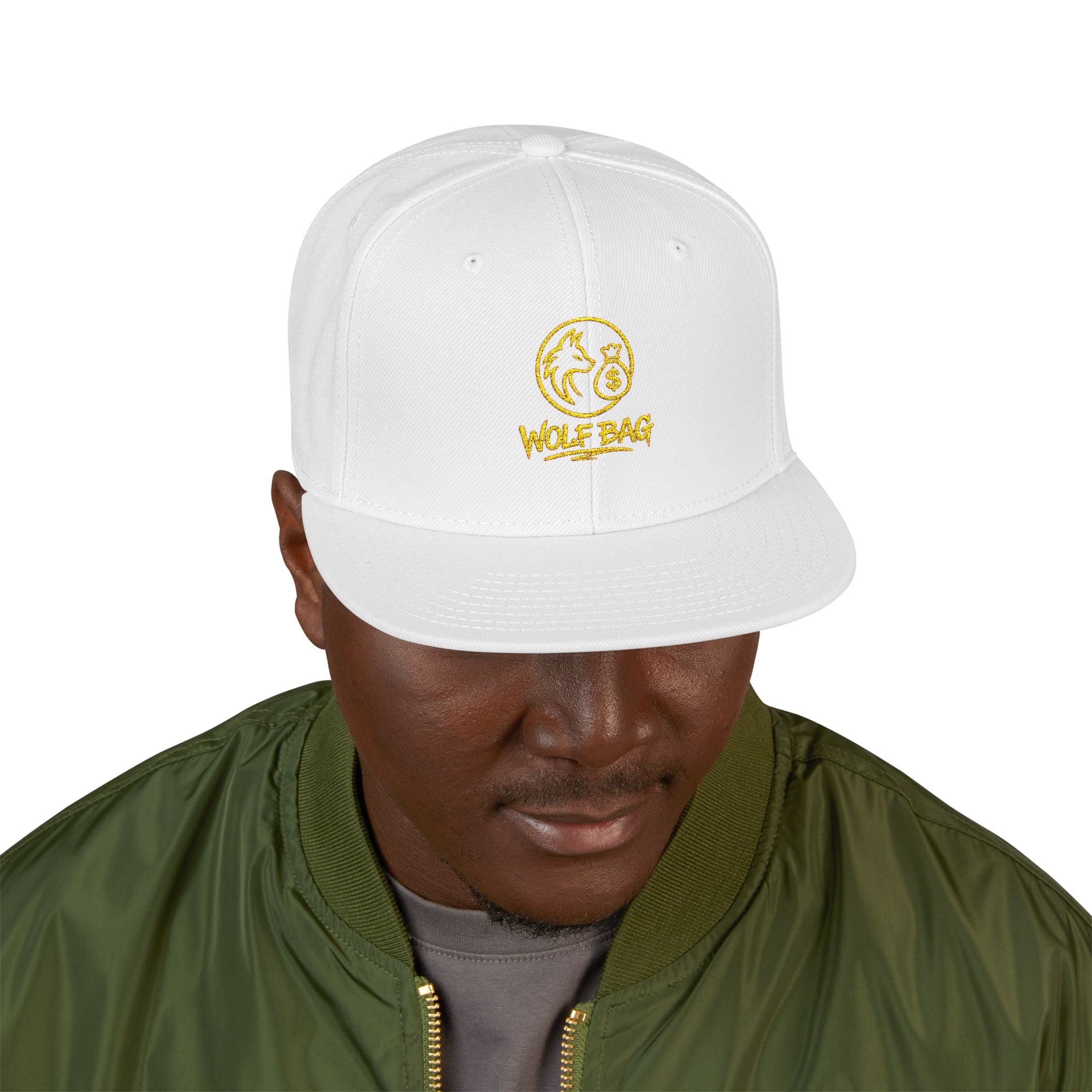 Embroidered Ram Crest Snapback Hat — Adjustable Two-Tone Streetwear Cap