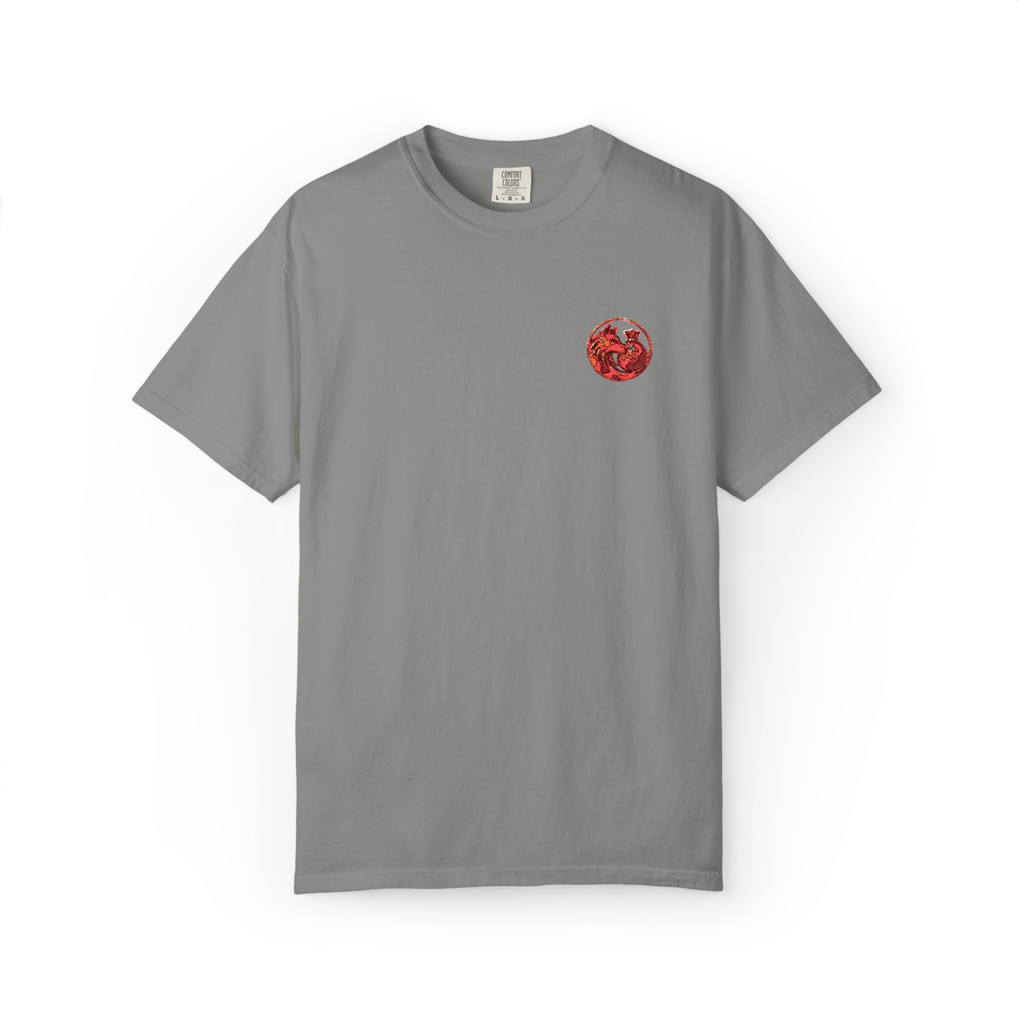 T-Shirt — Small Red Chest Print, Romantic Casual Tee