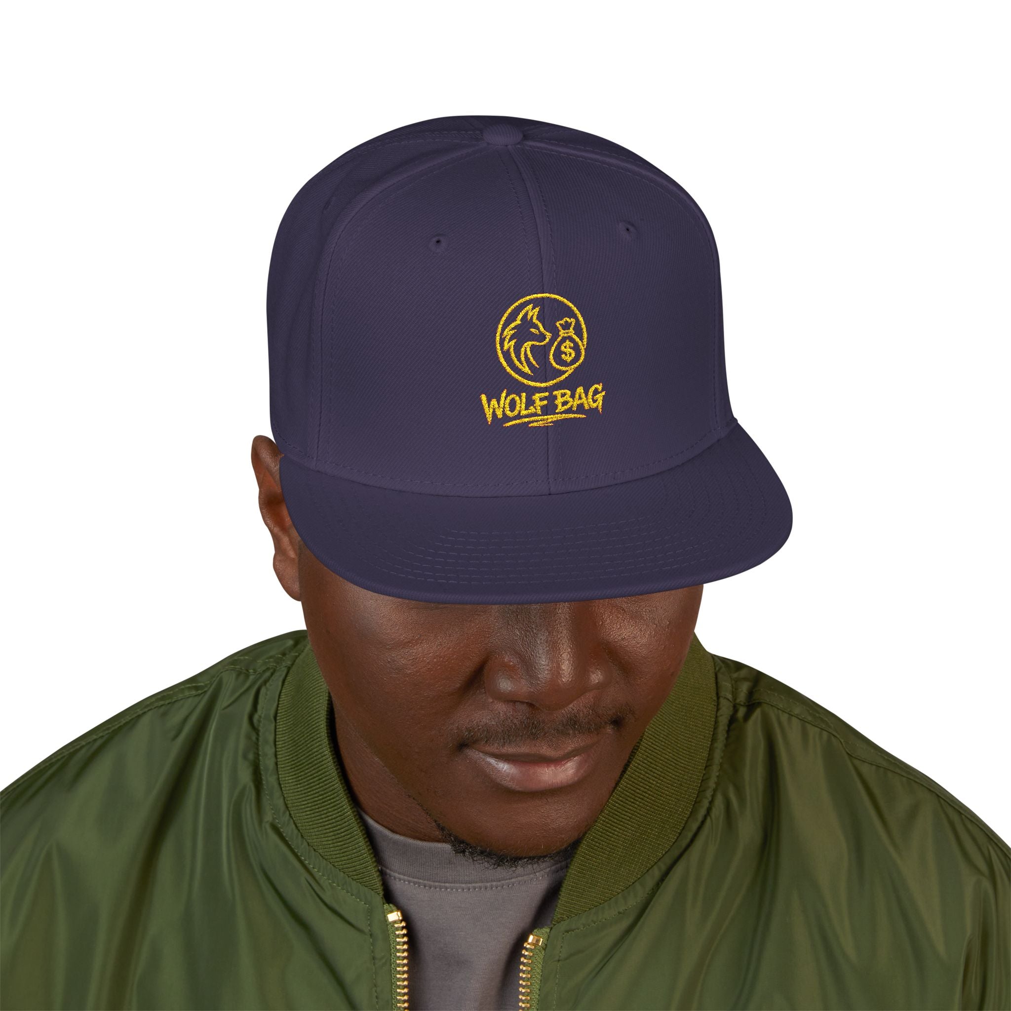 Embroidered Ram Crest Snapback Hat — Adjustable Two-Tone Streetwear Cap