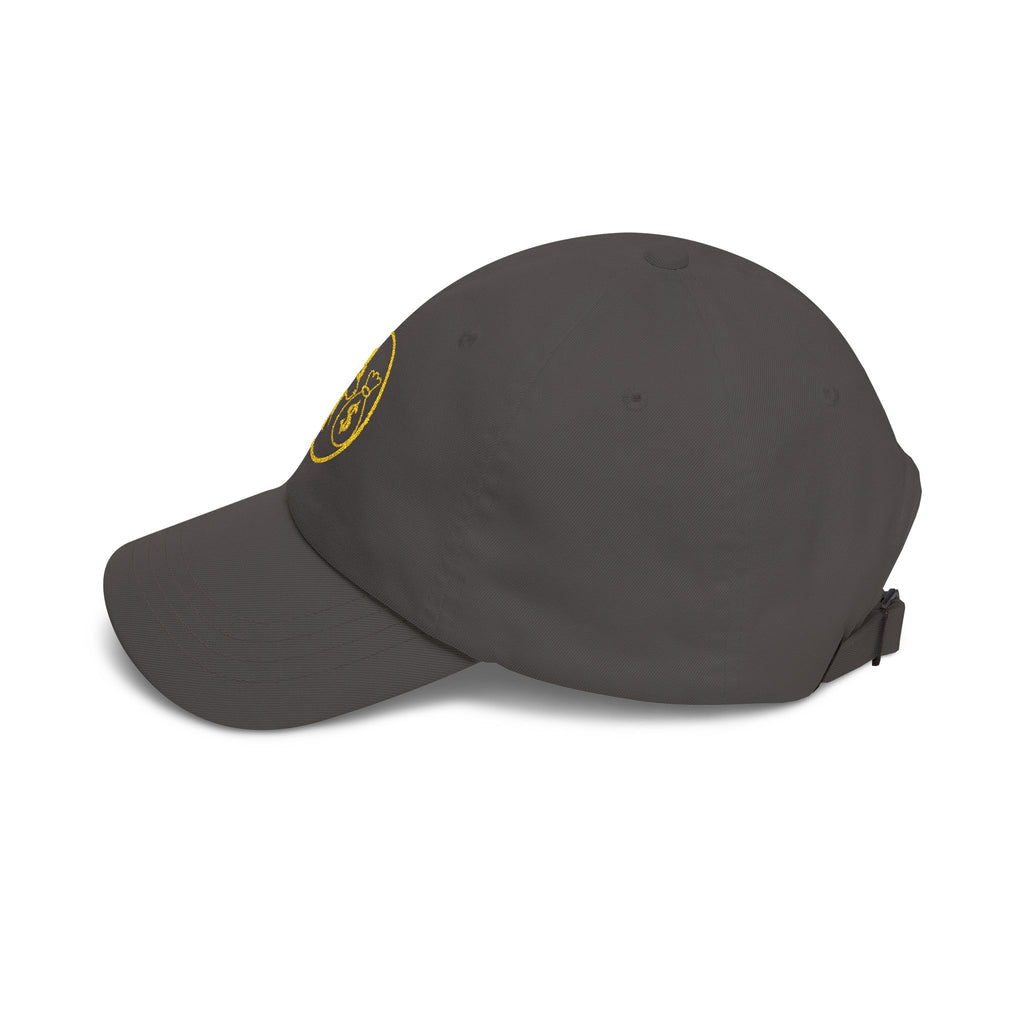 Dad Cap — Gold Wolf & Coin Embroidered Baseball Hat