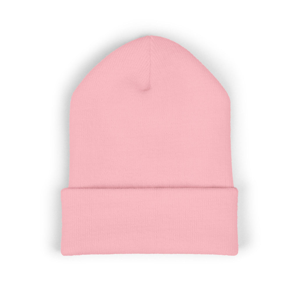 Gold Embroidered Smile Logo Beanie — Classic Cuffed Knit Hat