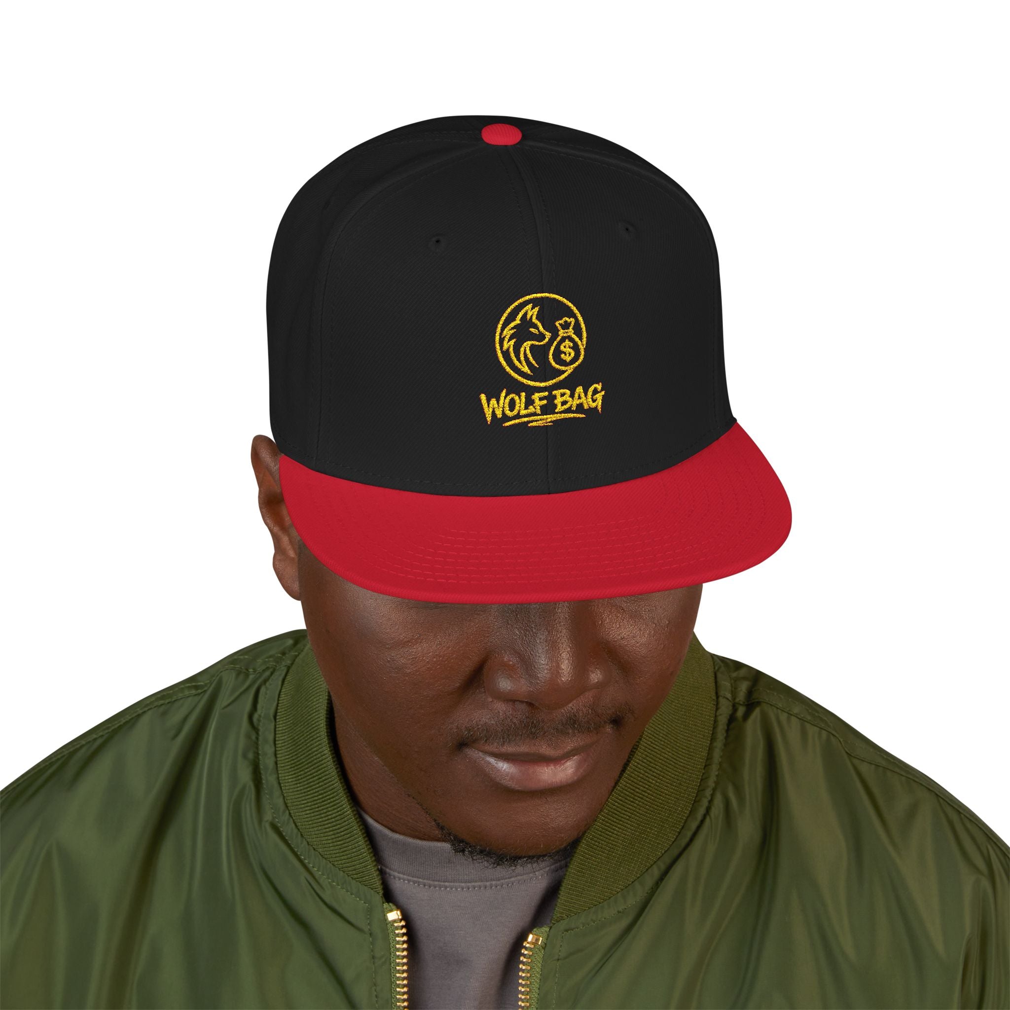 Embroidered Ram Crest Snapback Hat — Adjustable Two-Tone Streetwear Cap