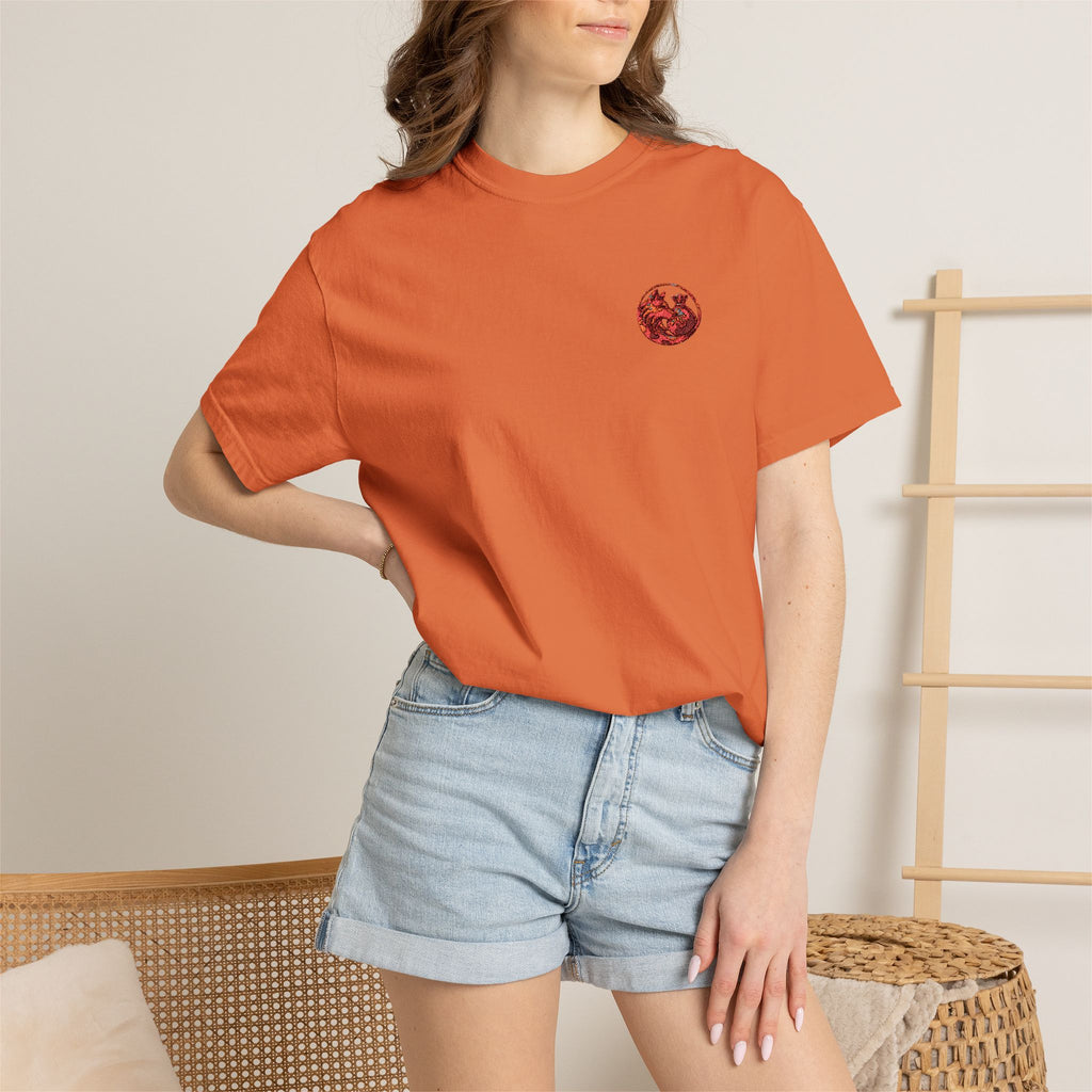 T-Shirt — Small Red Chest Print, Romantic Casual Tee