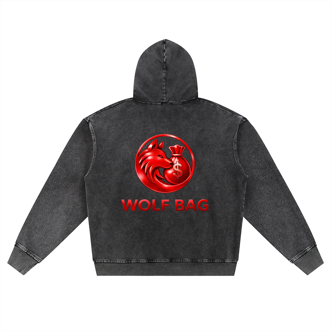 Snow Wash Oversized Zip-Up Hoodie