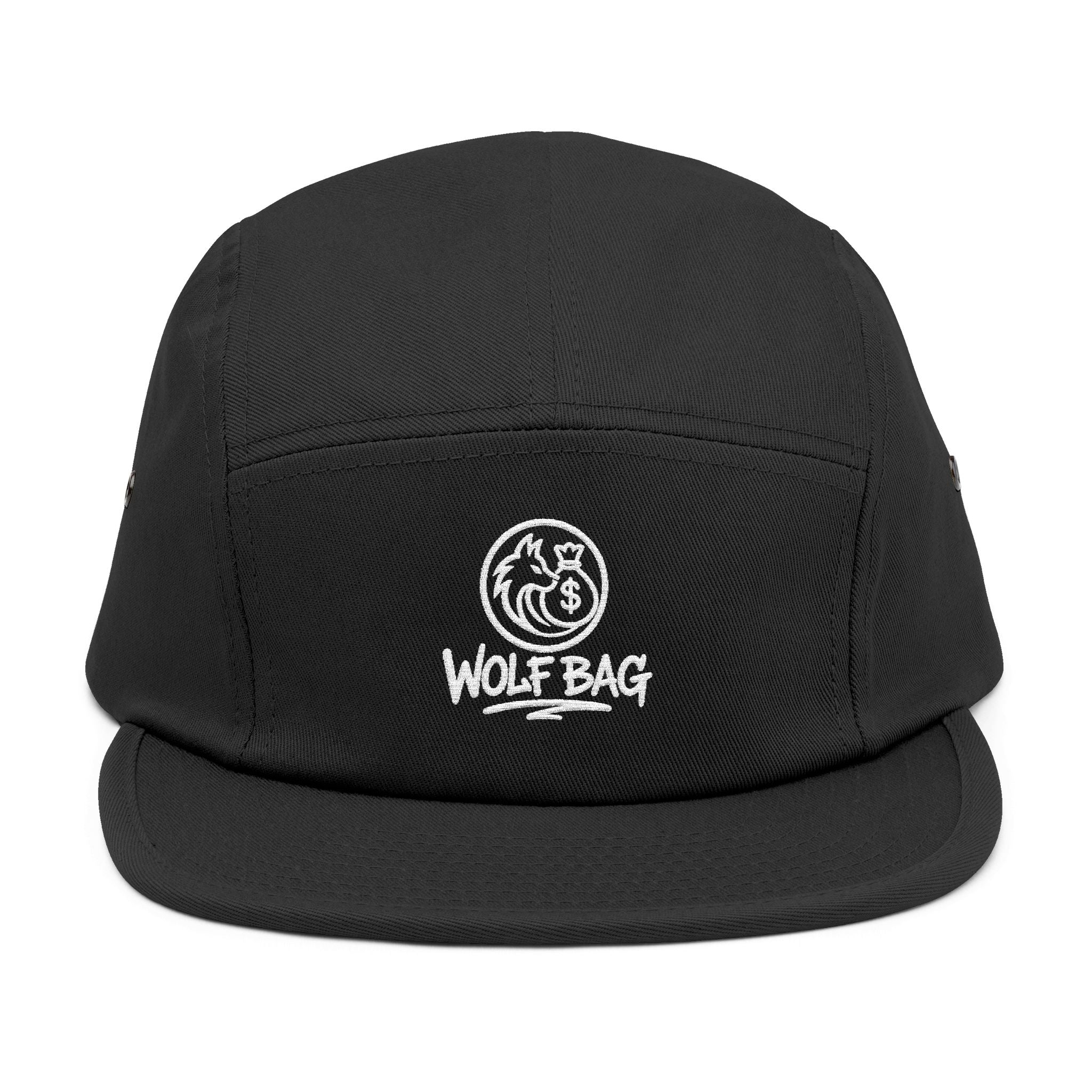 Embroidered 'Wolf Bag' 5-Panel Cap — Casual Outdoor Skate Hat