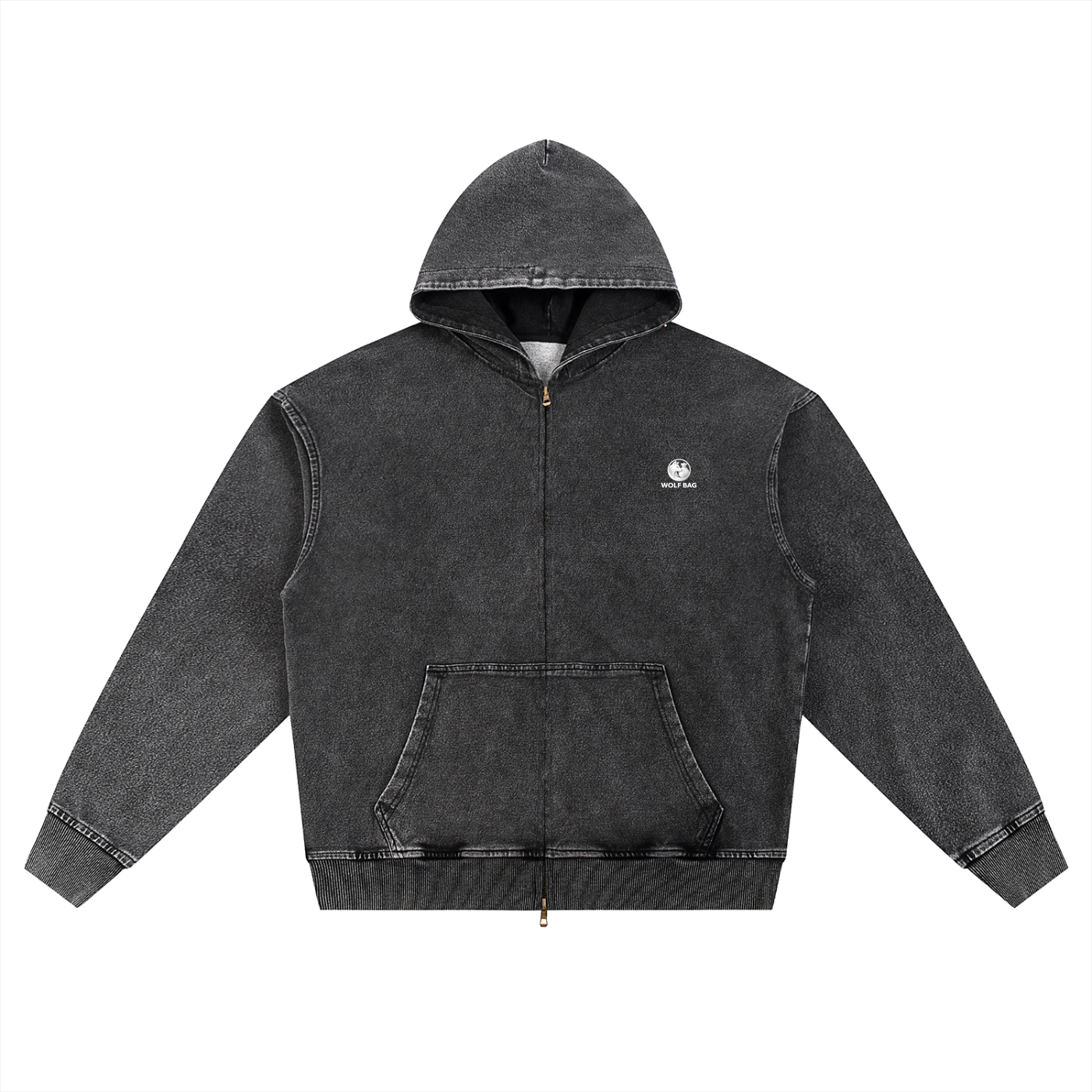 Snow Wash Oversized Zip-Up Hoodie