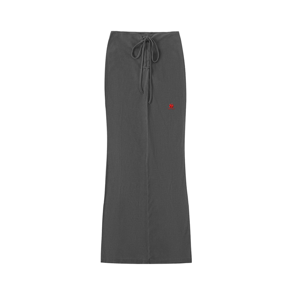 Dyed Washed Drawstring Maxi Skirt