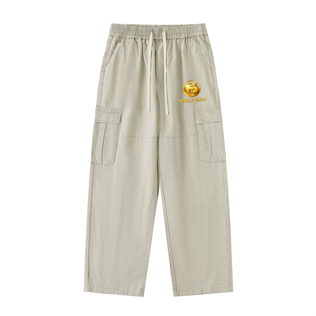 Drawstring Waist Straight-Leg Cargo Pants
