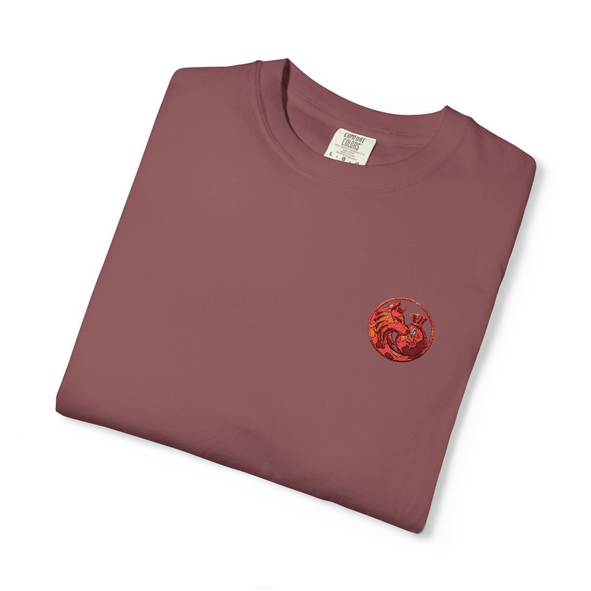 T-Shirt — Small Red Chest Print, Romantic Casual Tee