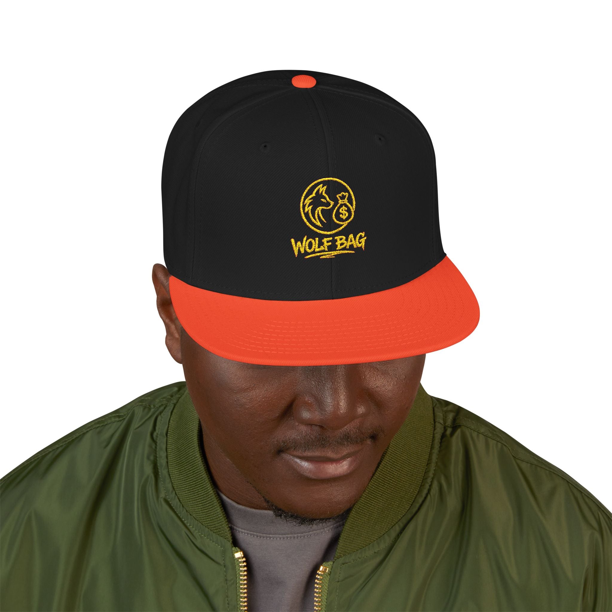 Embroidered Ram Crest Snapback Hat — Adjustable Two-Tone Streetwear Cap