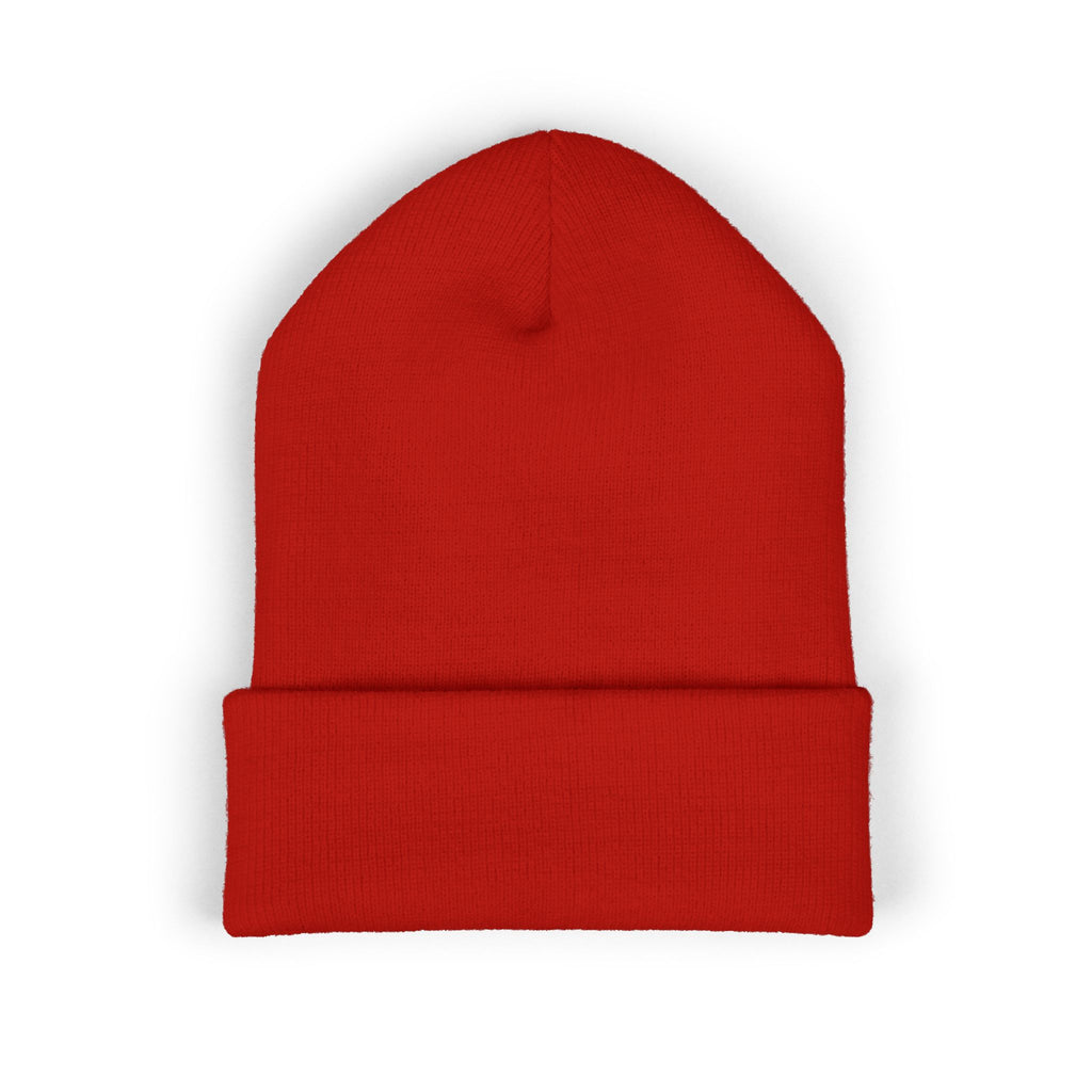 Gold Embroidered Smile Logo Beanie — Classic Cuffed Knit Hat