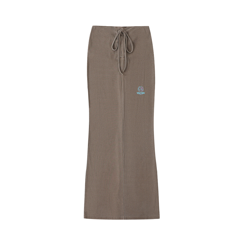 Dyed Washed Drawstring Maxi Skirt