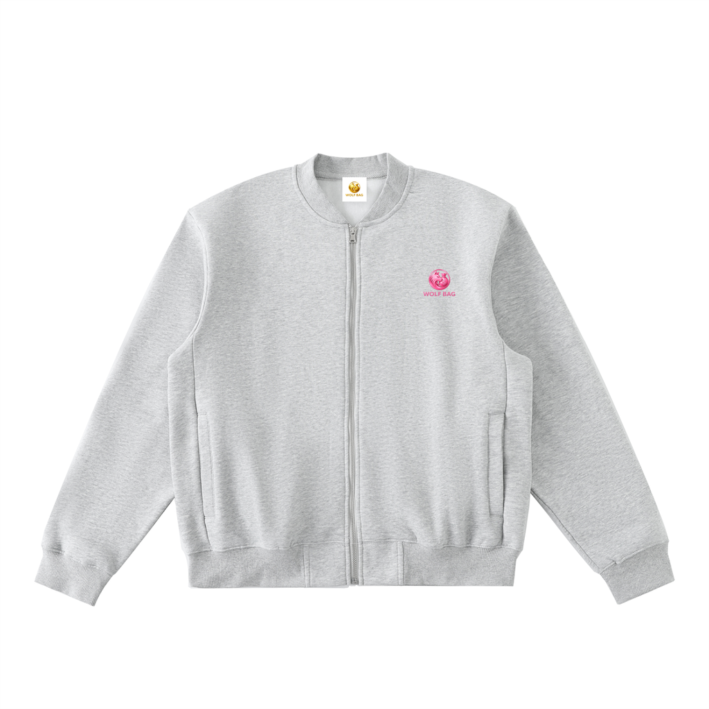 Essential Zip-Up Fleeced Varsity Jacket