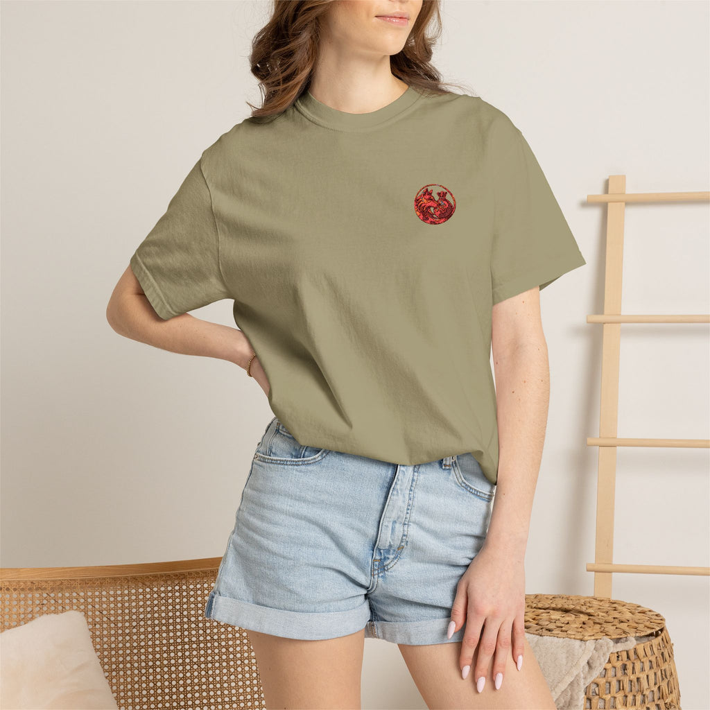 T-Shirt — Small Red Chest Print, Romantic Casual Tee