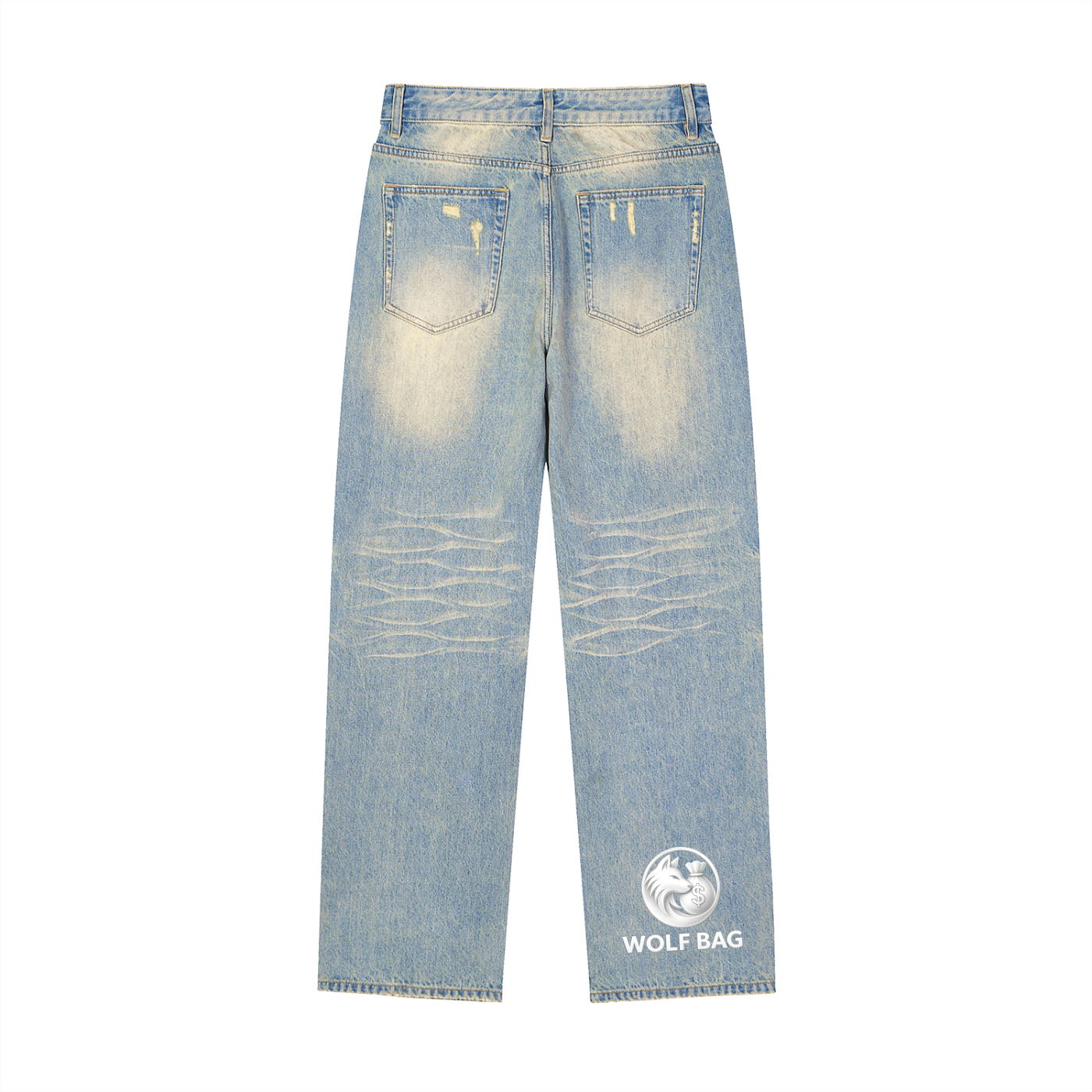 Sun Fade Raw Hem Denim Jeans